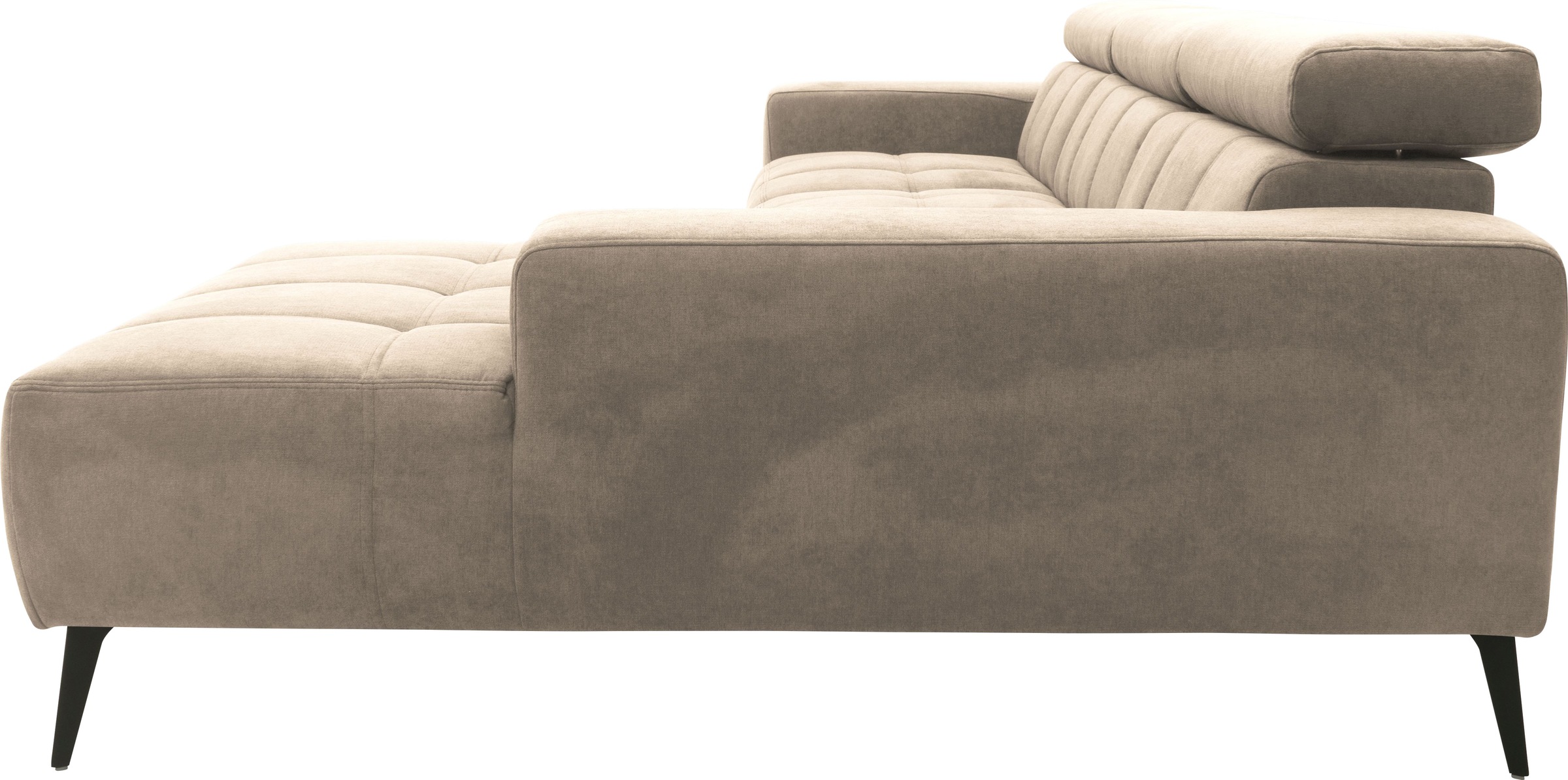 DOMO collection Ecksofa »Trento L-Form, mit Kufenfuß oder Einzelfuß«, wahlweise mit Kopfteilverstellung, Recamiere links/rechts bestellbar