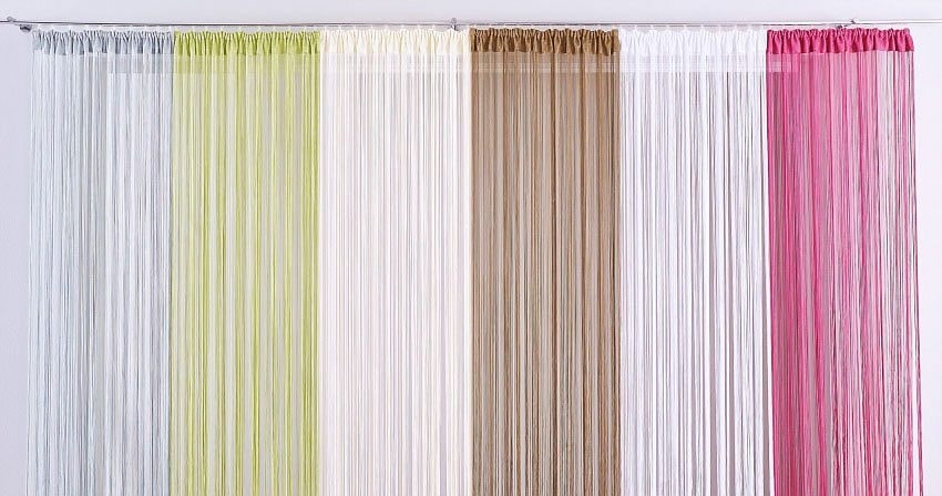my home Fadenvorhang »Fao-Uni«, (1 multifunktional, bestellen Polyester, transparent, pflegeleicht St.), Kräuselband, und bequem schnell