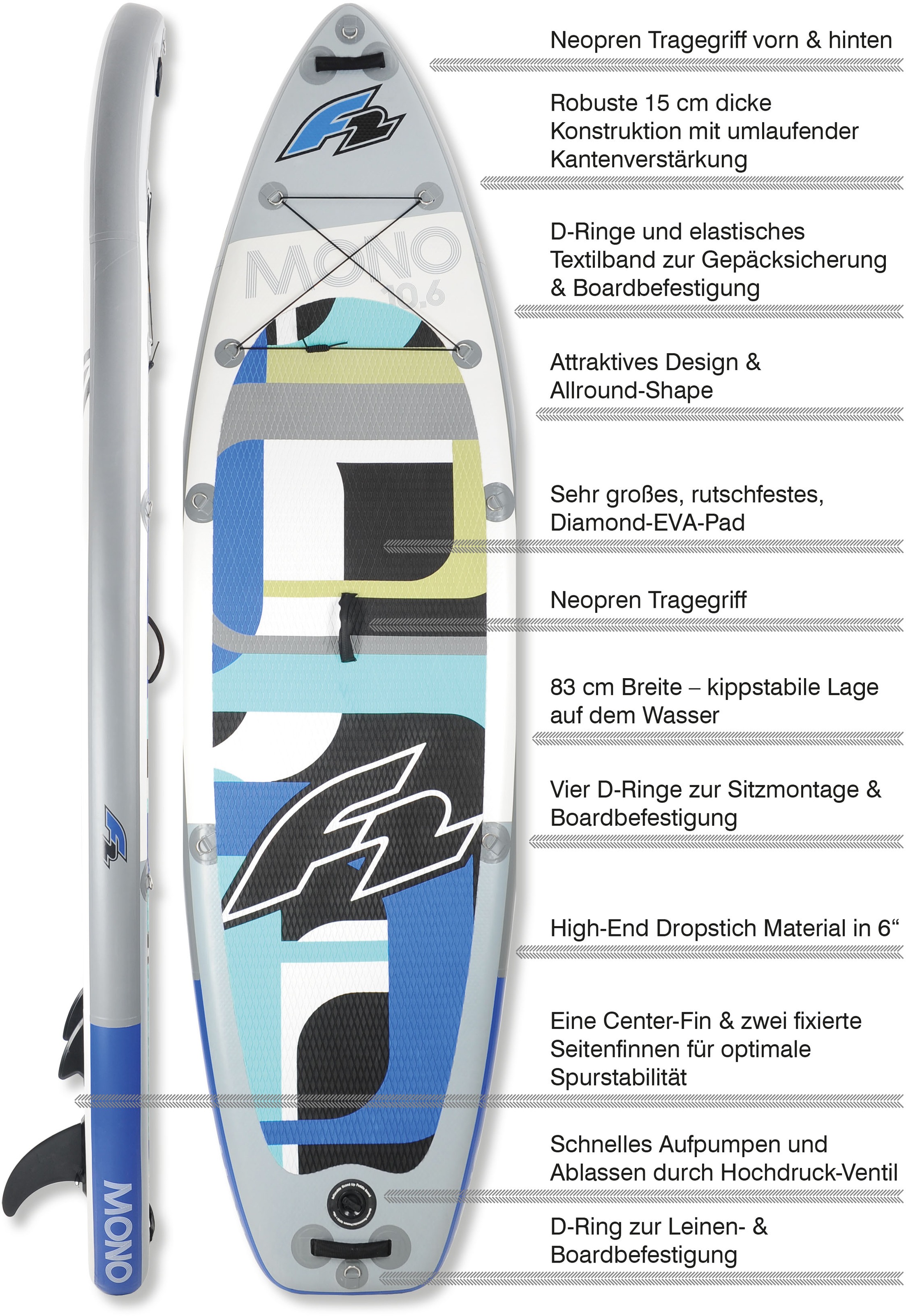 F2 SUP-Board »Mono inkl. Carbonpaddel«, (mit Paddel)