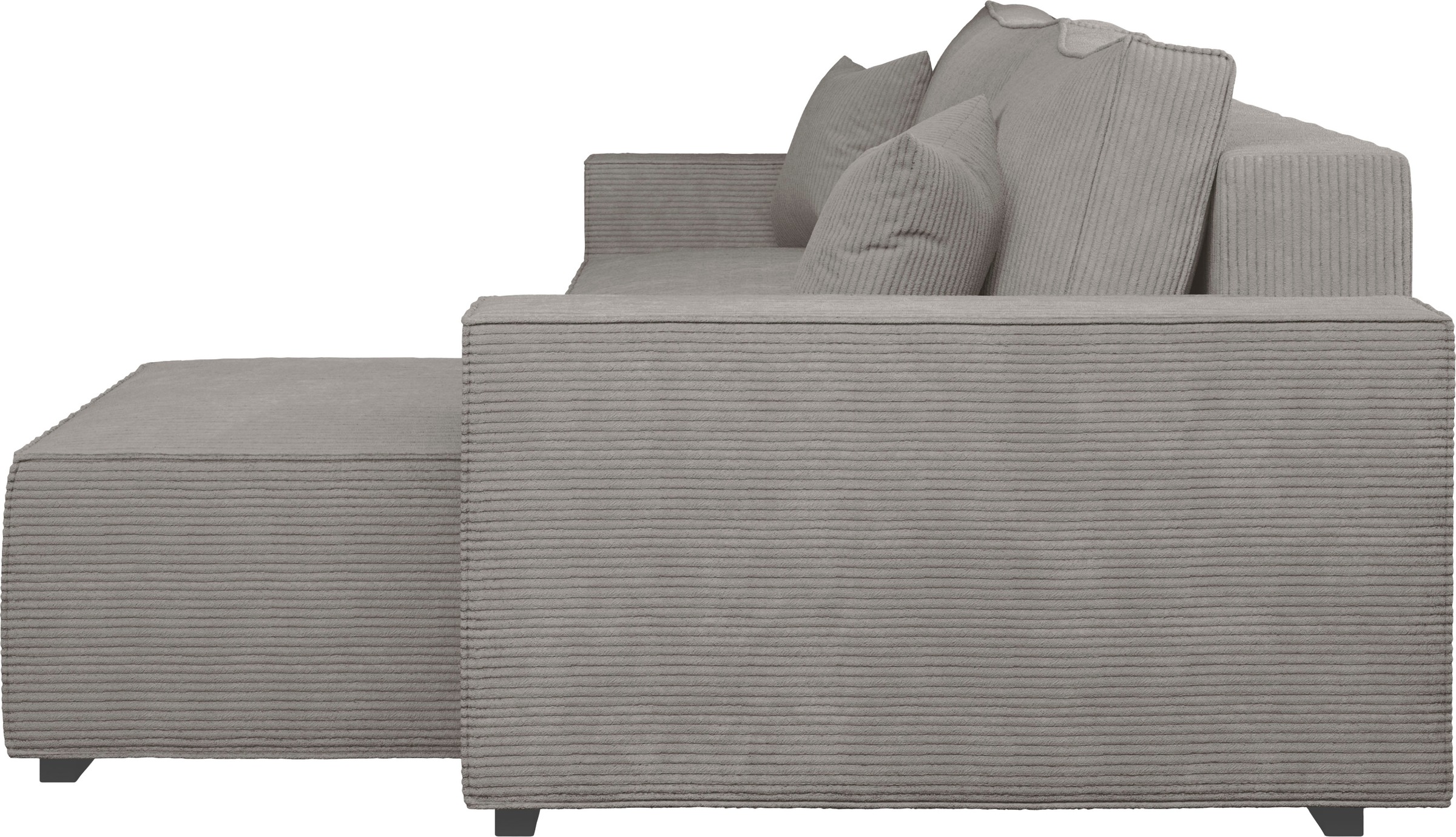 INOSIGN Ecksofa »Winton Cordsofa / Schlafsofa 253 cm«, Cord, Recamiere wechselbar, Schlaffunktion (130/208cm), Bettkasten