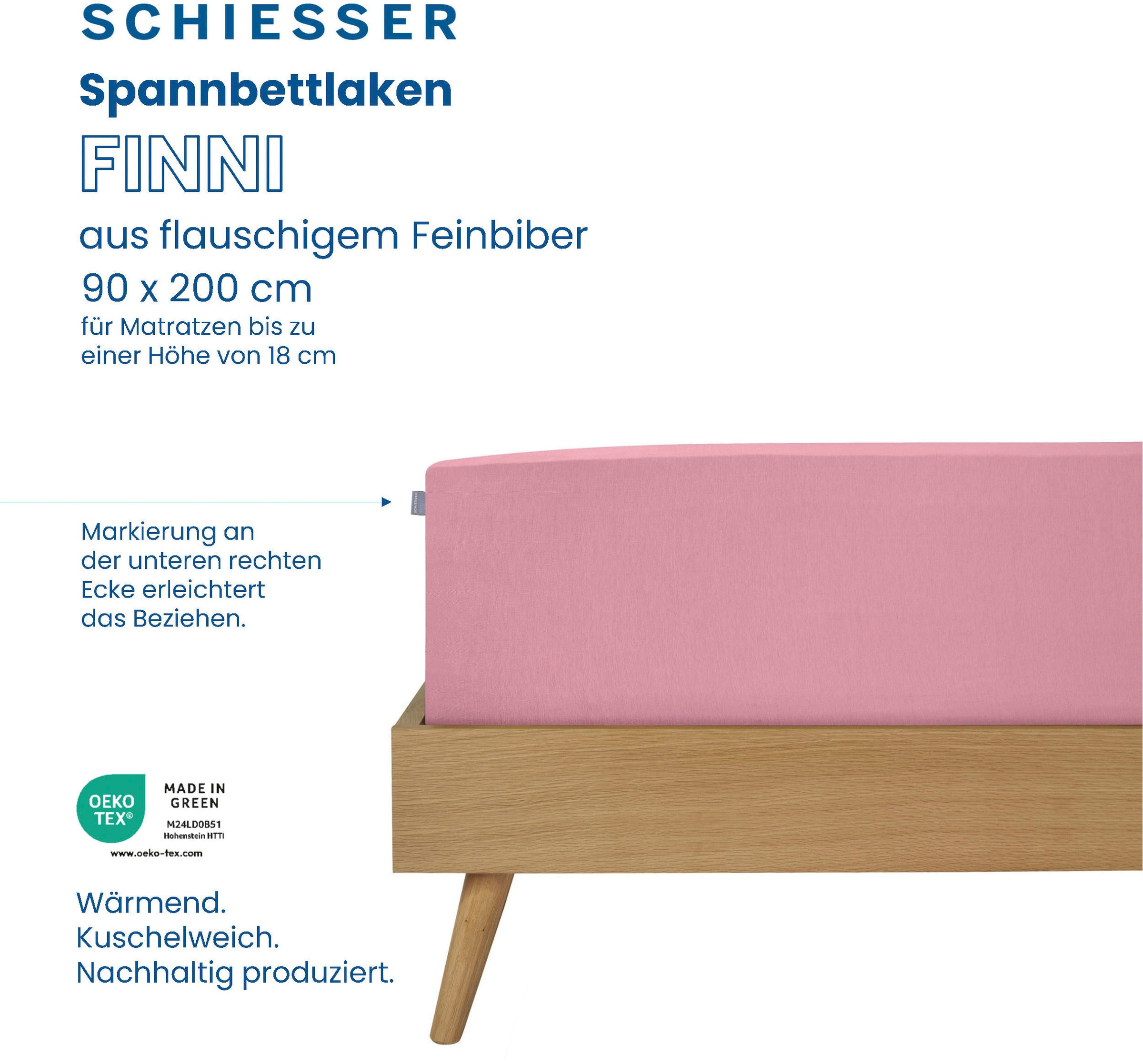 Schiesser Spannbettlaken »Finni aus wärmender Baumwolle«, für Matratzen bis zu 18 cm Höhe, Made in Green