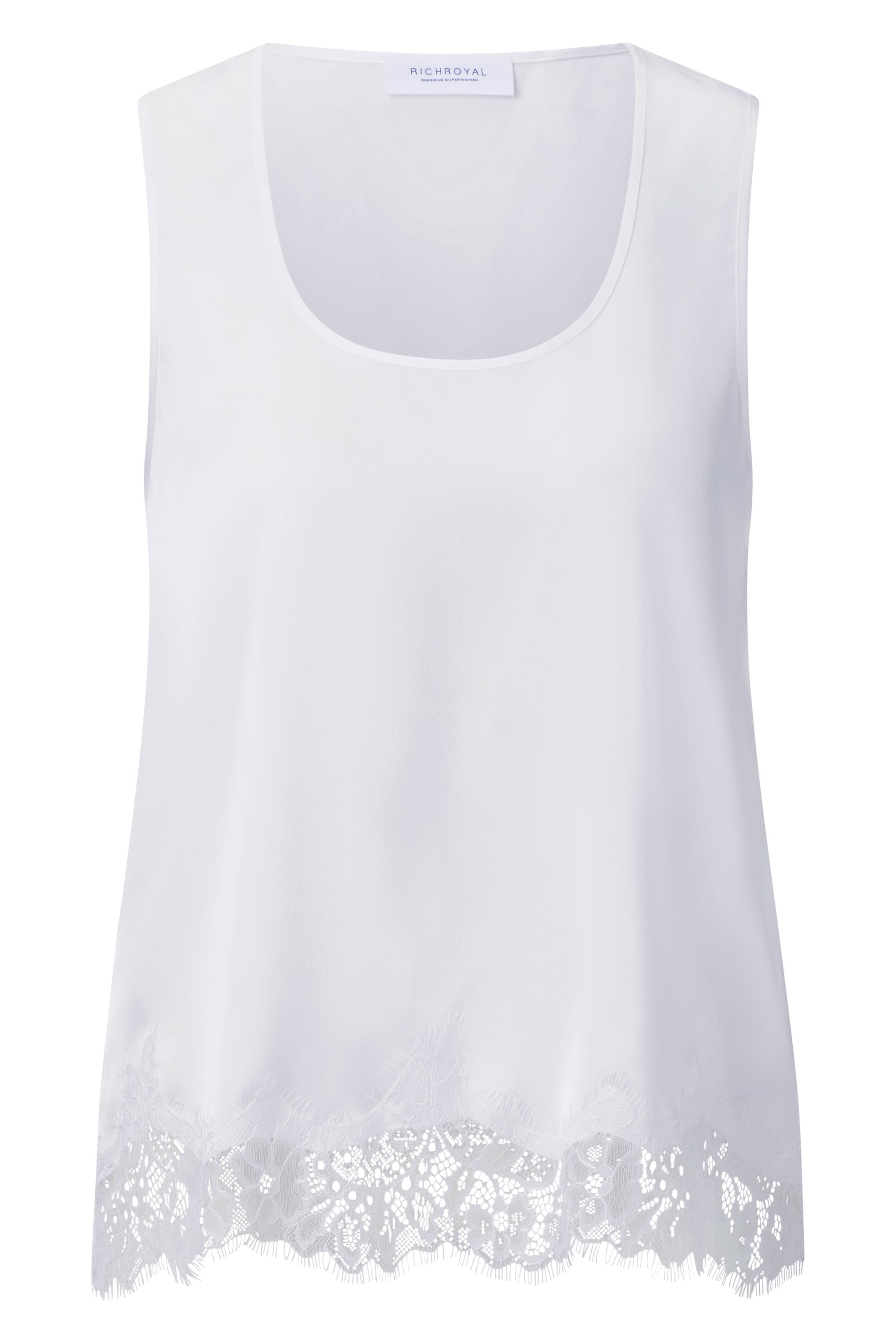 RICHROYAL Shirttop mit Spitzenbesatz am Saum, edle Satin-Optik