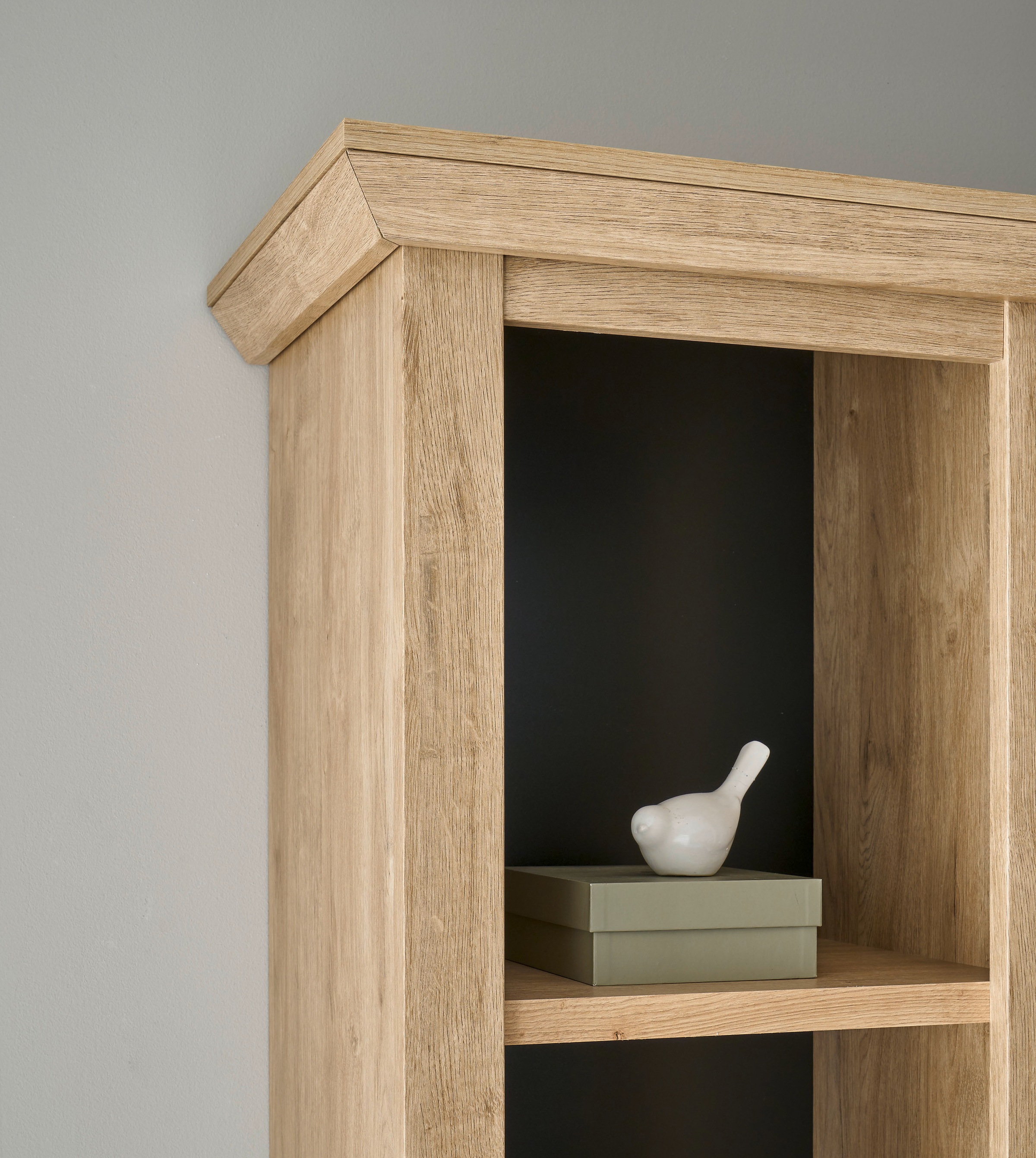 Home affaire Wohnwand »Cornwall, Anbauwand im Landhausstil, Wohnzimmer-Set, Eiche Dekor«, (Set, 4 St.), enthält Vitrine, Lowboard, Kommode, Wandboard, 424 cm breit