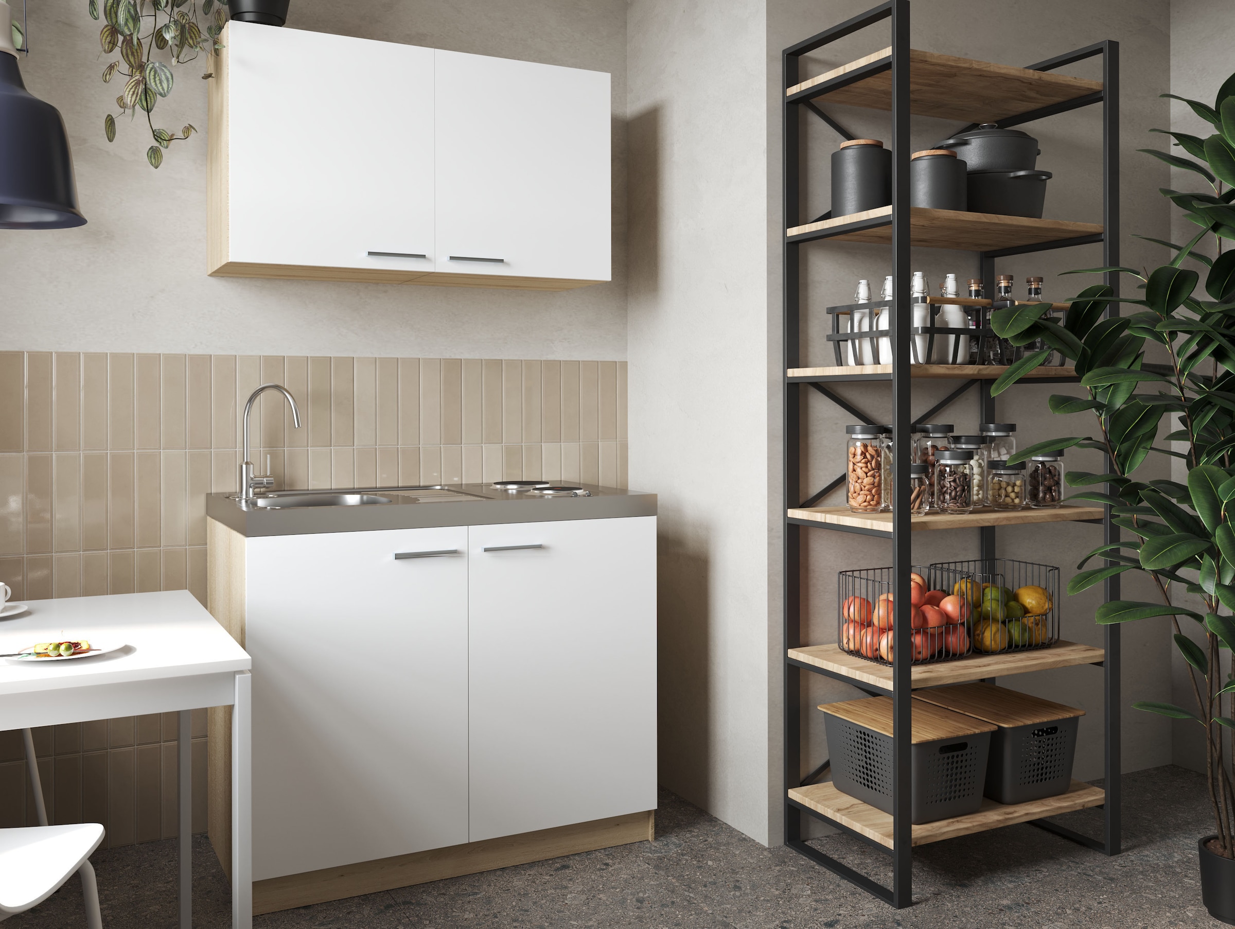 RESPEKTA Pantryküche »Merle« Breite 100 cm, mit Soft-Close Funktion, Stangengriffe aus Metall