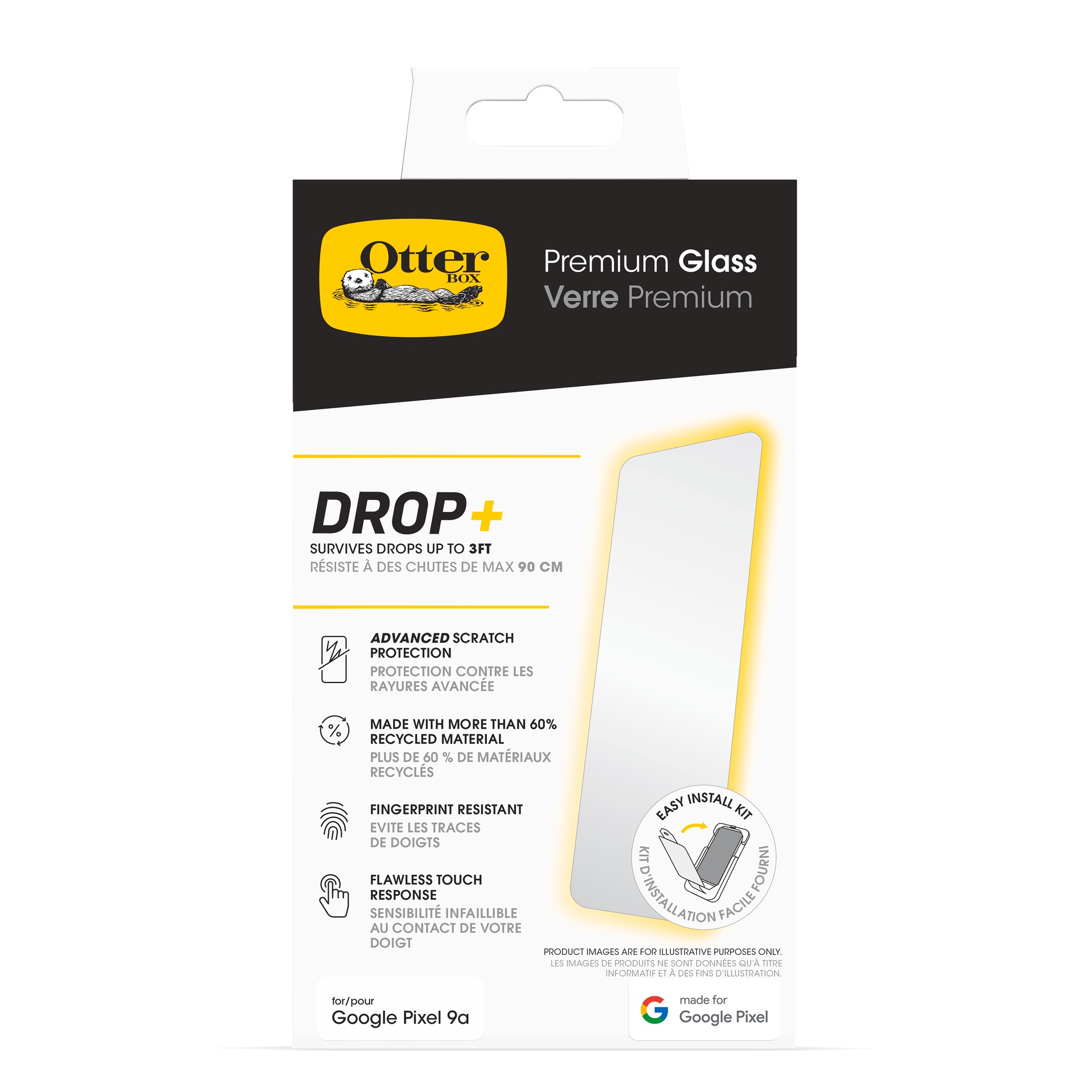 Otterbox Displayschutzglas »Premium Glass Screen Protector«, für Google Pixel 9a, Displayschutzfolie, Schutzfolie, Bildschirmschutz, kratz- & stoßfest