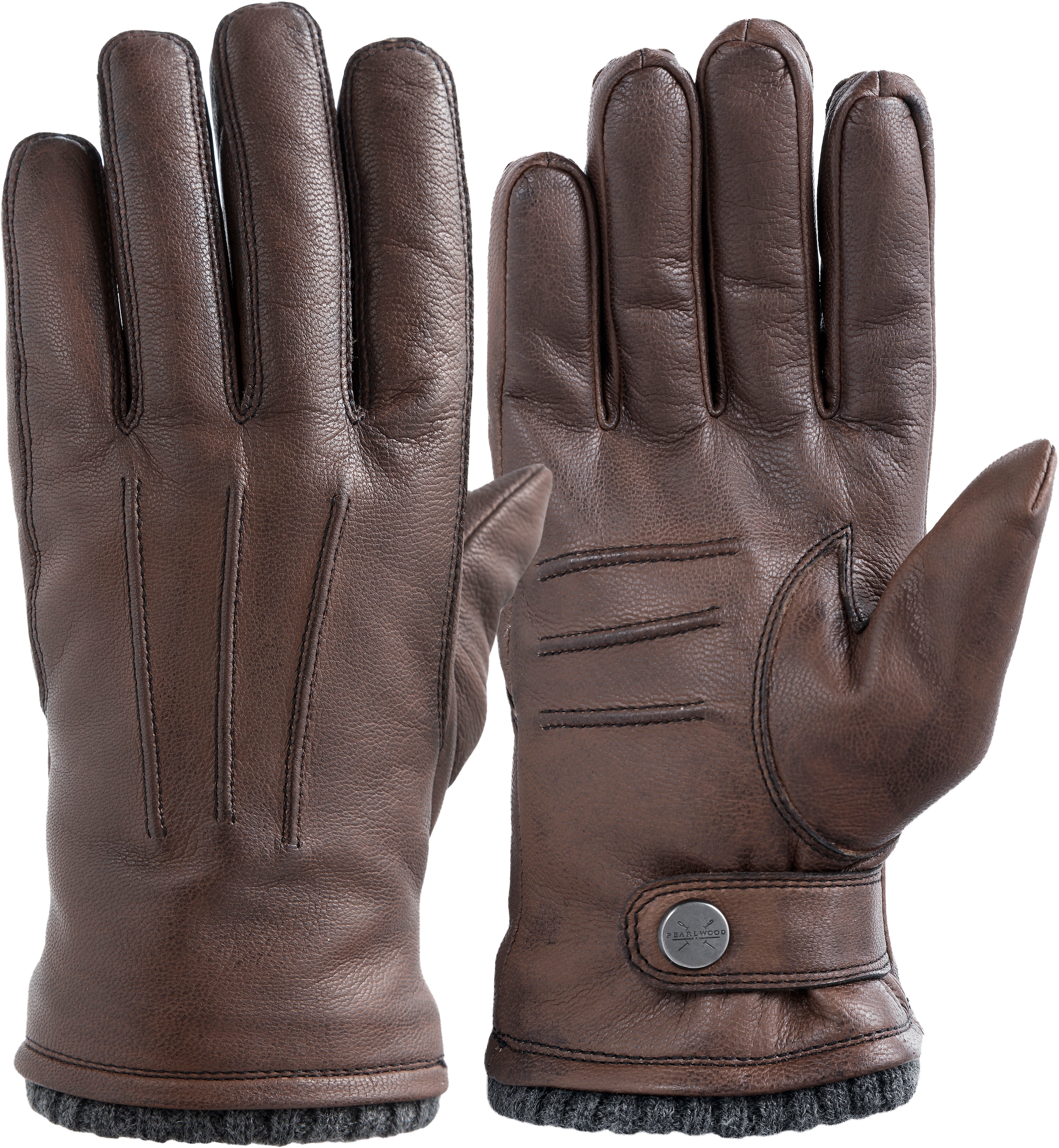 PEARLWOOD Lederhandschuhe »Newton« leichte Vintage Optik durch Waxfinish braun