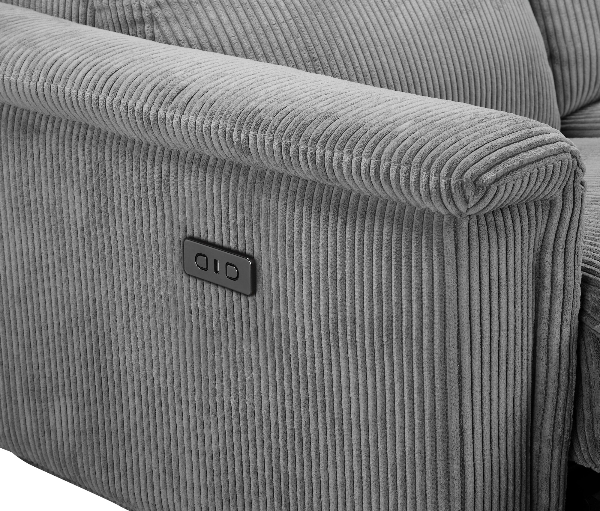 Places of Style 3-Sitzer »Lund Cord, mit manueller o. elektrischer Relaxfunktion in 2 Sitzen,«, USB-A, Kopfteilverstellung, Breite 222 cm