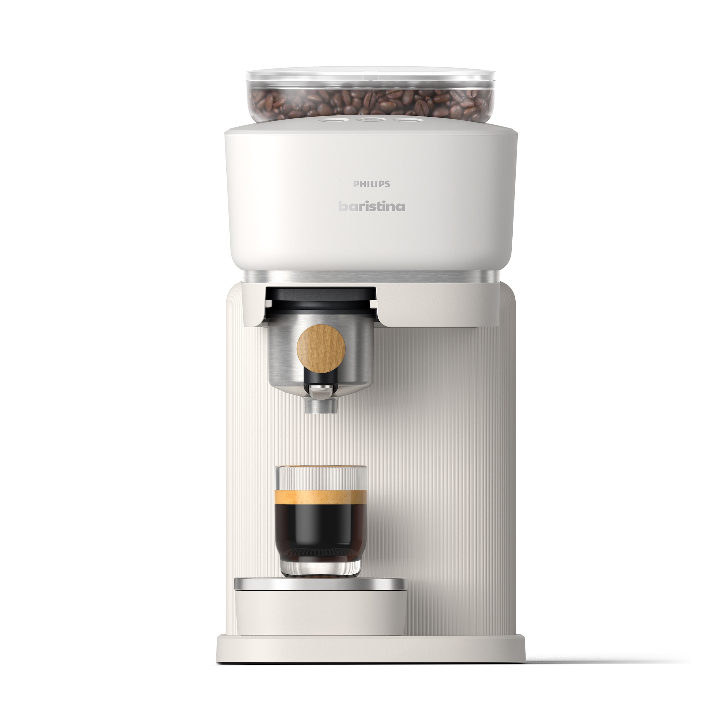 PHILIPS baristina Espressomaschine »BAR302/20 mit Mahlwerk für ganze Bohnen« 16 bar Pumpendruck, Naturweiß/Eschenholz