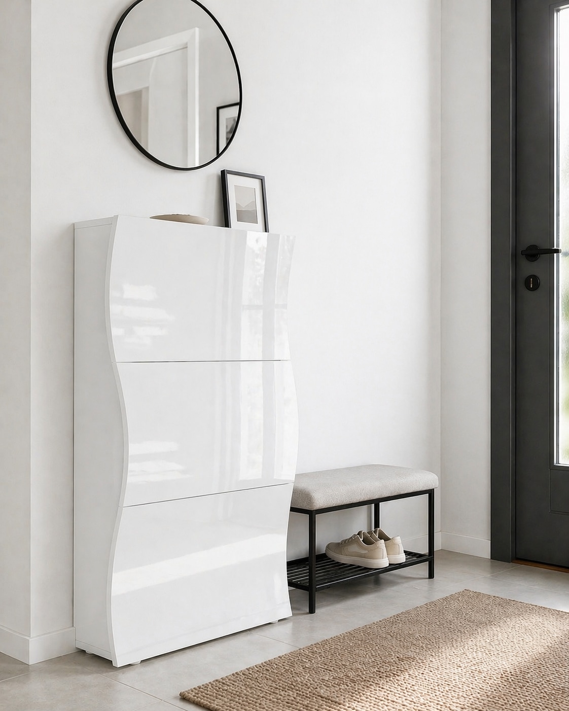 OTTO home Schuhschrank »Luxor 3, Schuhklapper, Schuhkommode, Höhe 121 cm« UV-lackiert, Hochglanz, grifflos, 3-Klappen