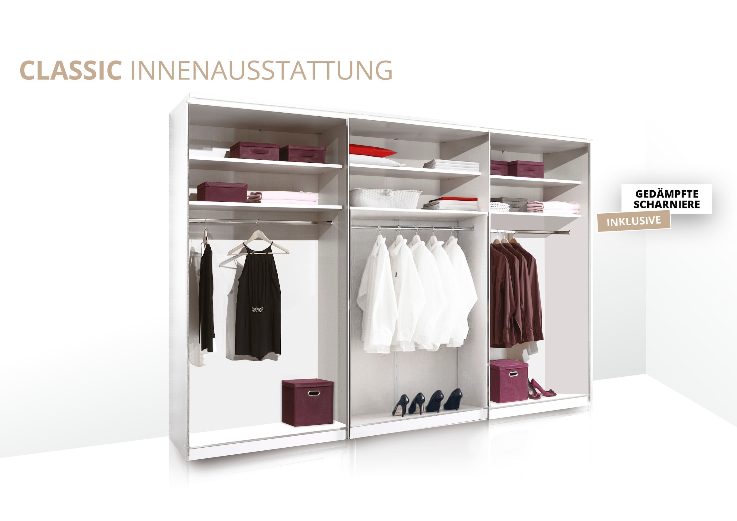 STAUD Drehtürenschrank »Extenso, edles Design in hochwertiger Qualität, Made in Germany« mit 3 Frontschubkästen