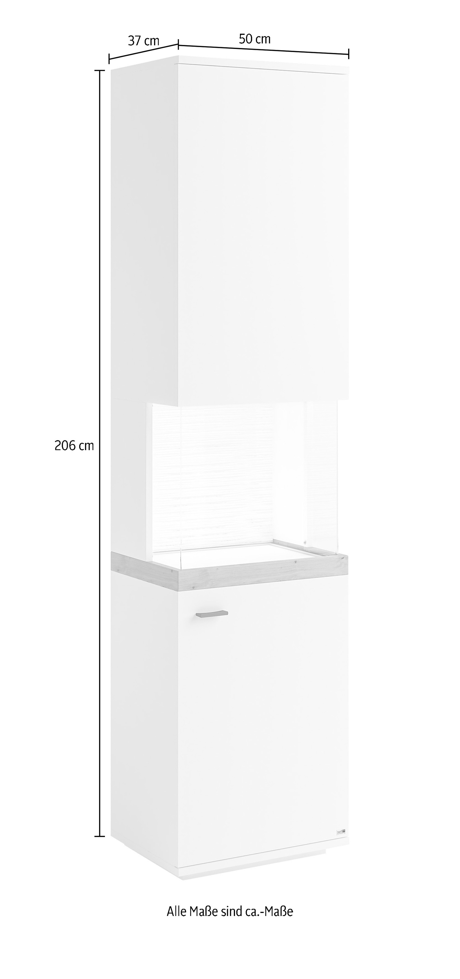 set one by Musterring Glasvitrine »Lancaster« Farben weiß oder grau mit Eicheabsetzung, mit LED-Beleuchtung