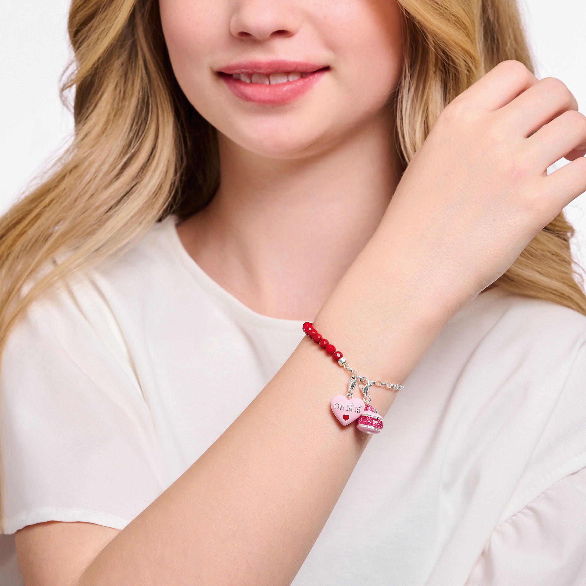THOMAS SABO Charm-Einhänger »rosa Je t´aime Herz, 2073-042-9«, mit Korund (synth.)