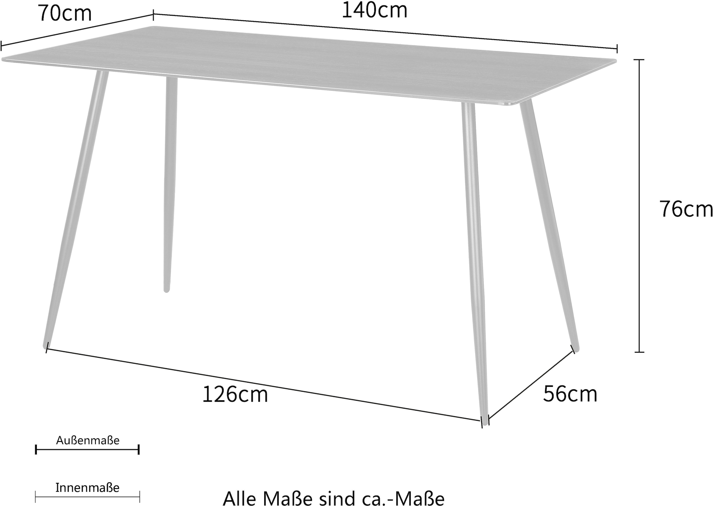 Home affaire Esstisch »Turah, TOPSELLER!«, (Tisch, Esstisch), mit Glasplatte in Holzoptik, zeitloses Design, pflegeleicht