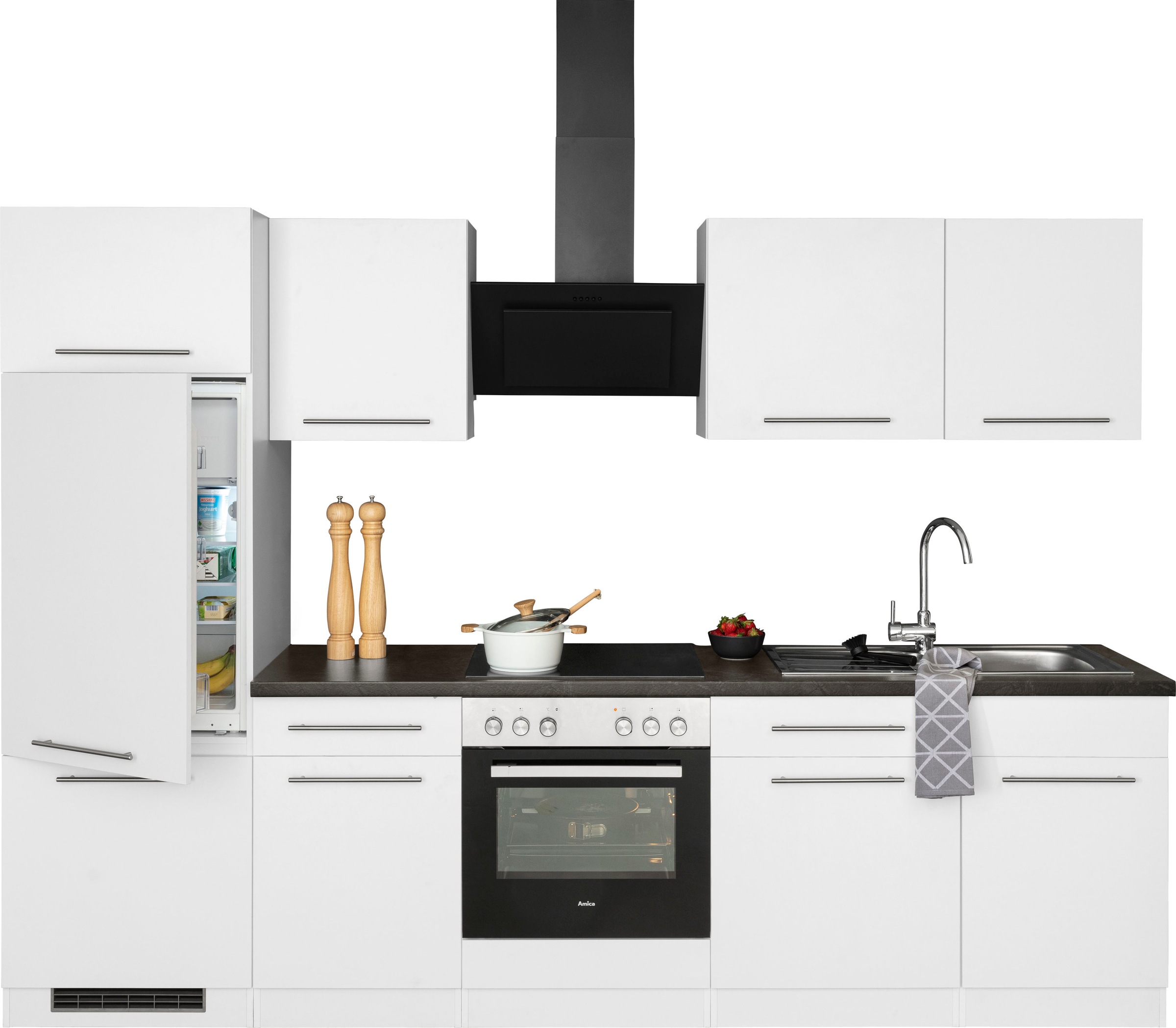 wiho Küchen Küchenzeile »Unna«, mit E-Geräten, Breite 280 cm