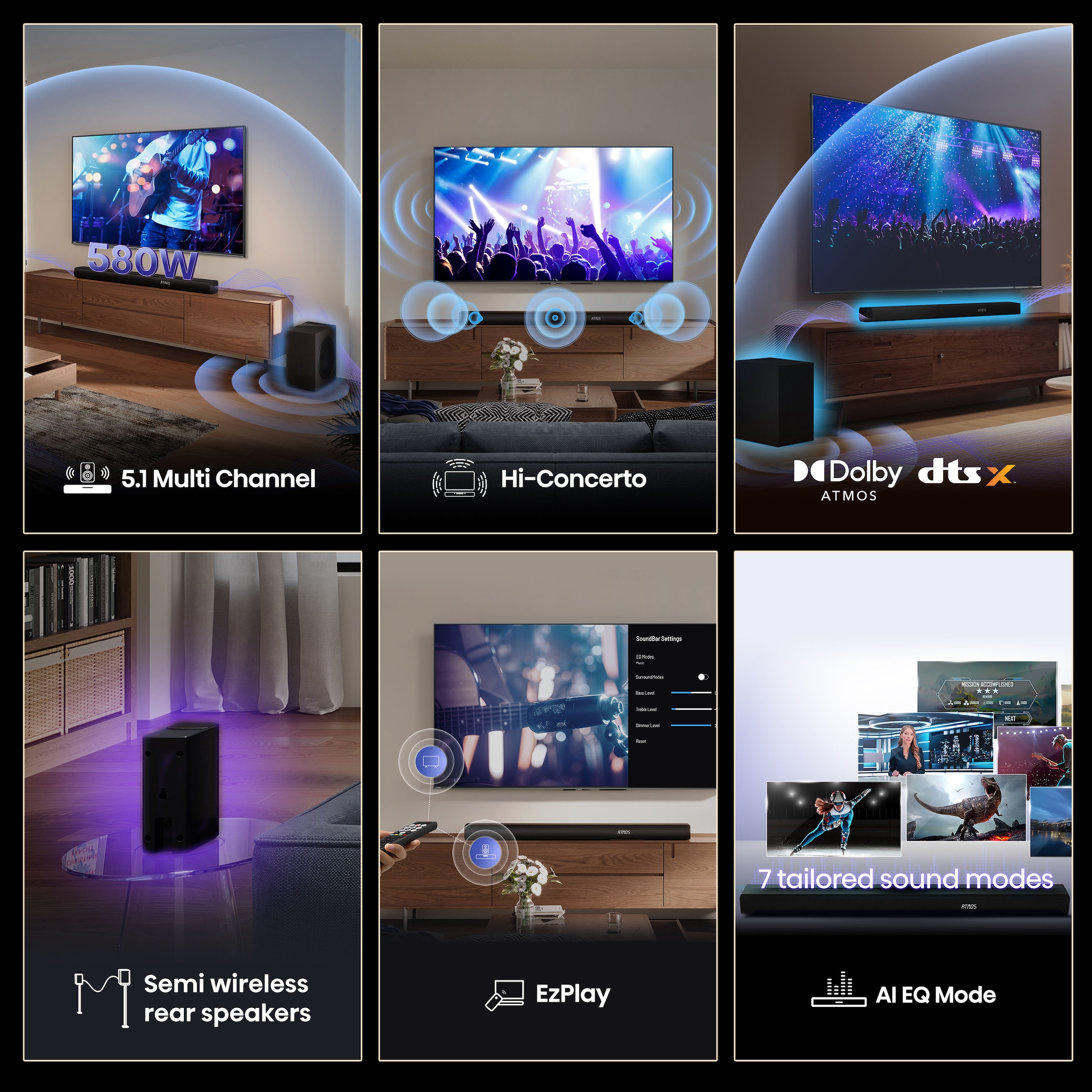Hisense Soundbar »AX5100Q« 5.1 (Bluetooth Bassregelung | Lautstärkeregelung | Pairing 580 W)