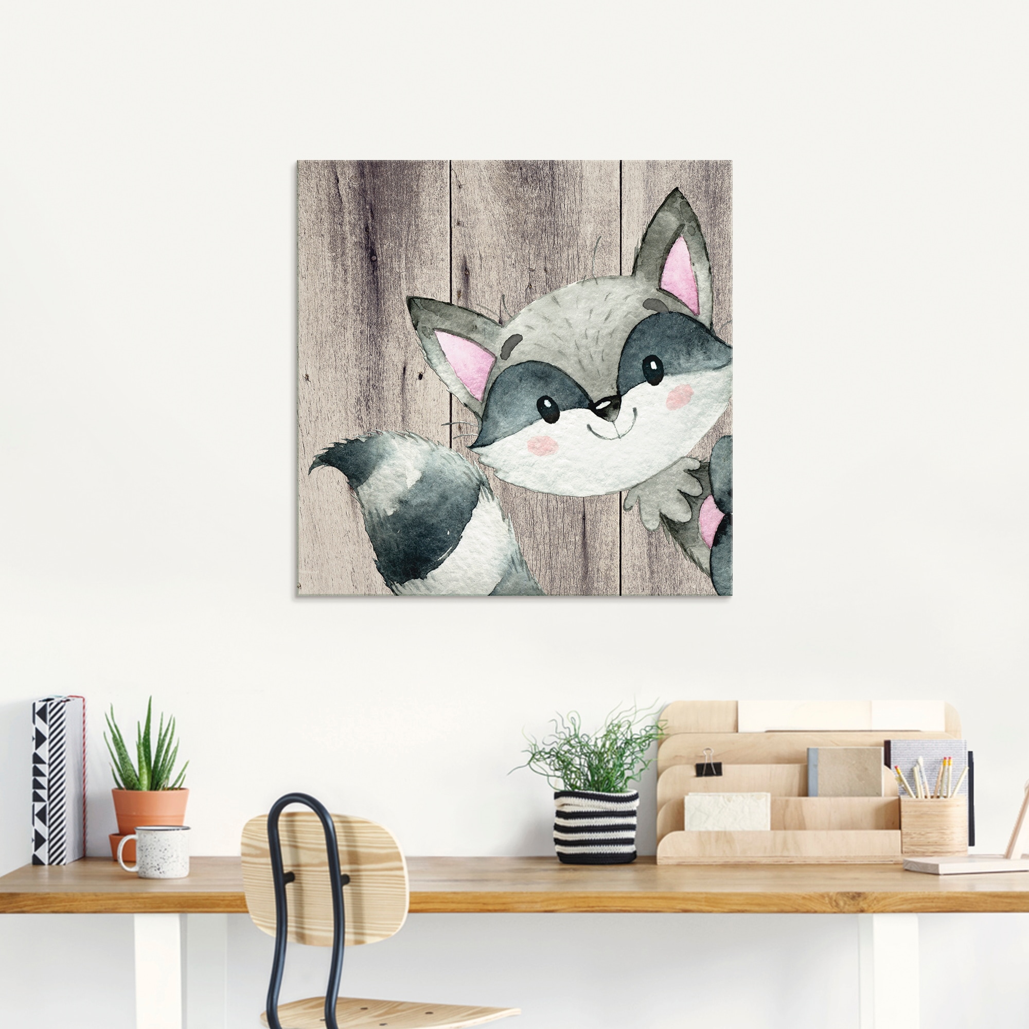 Artland Glasbild »Waldland Freunde - Waschbär«, Tiere, (1 St.), in verschiedenen Größen