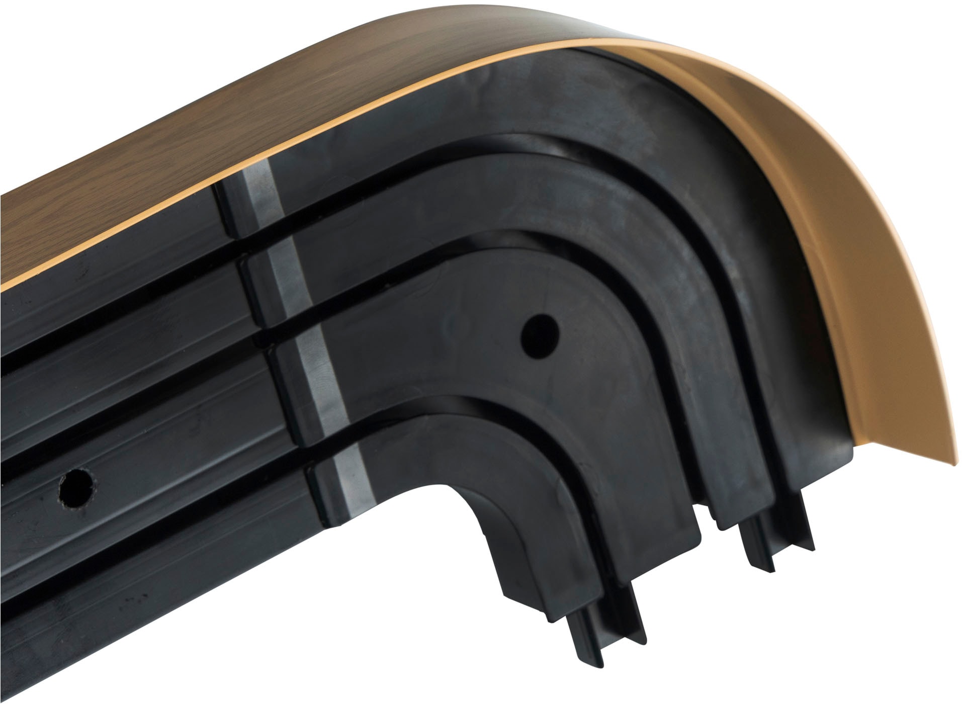 SN DECO GROUP Vorhangschiene »SH3«, 3 läufig-läufig, Fixmaß, Set 3-läufig,inkl. Rundbögen, Blende 5 cm, vorgebohrt, Innenlauf