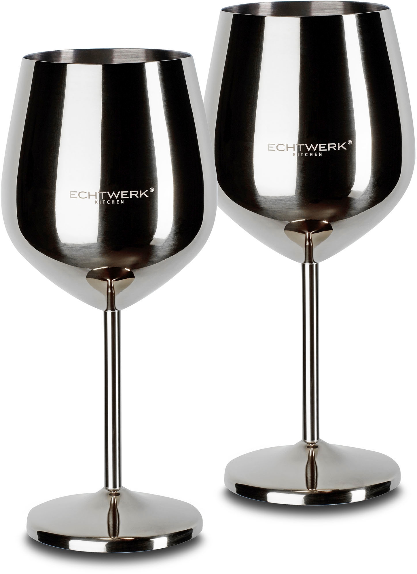 ECHTWERK Weinglas »Silber Edition«, (Set, 2 tlg., 2-teilig), 2-tlg.bruchsichere Weingläser/Weinkelche, 0,5 L