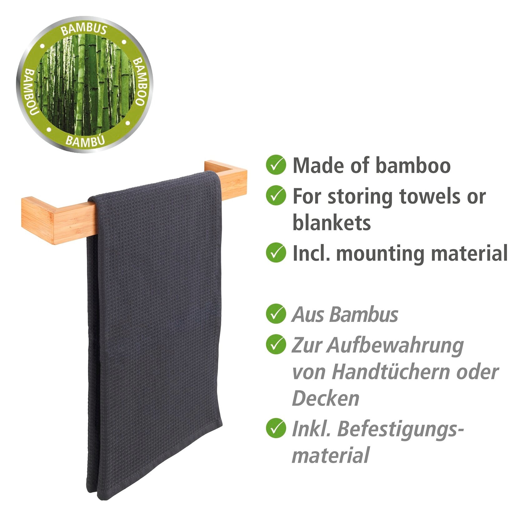 WENKO Handtuchhalter »Bambusa« BxTxH: 40x5x9 cm