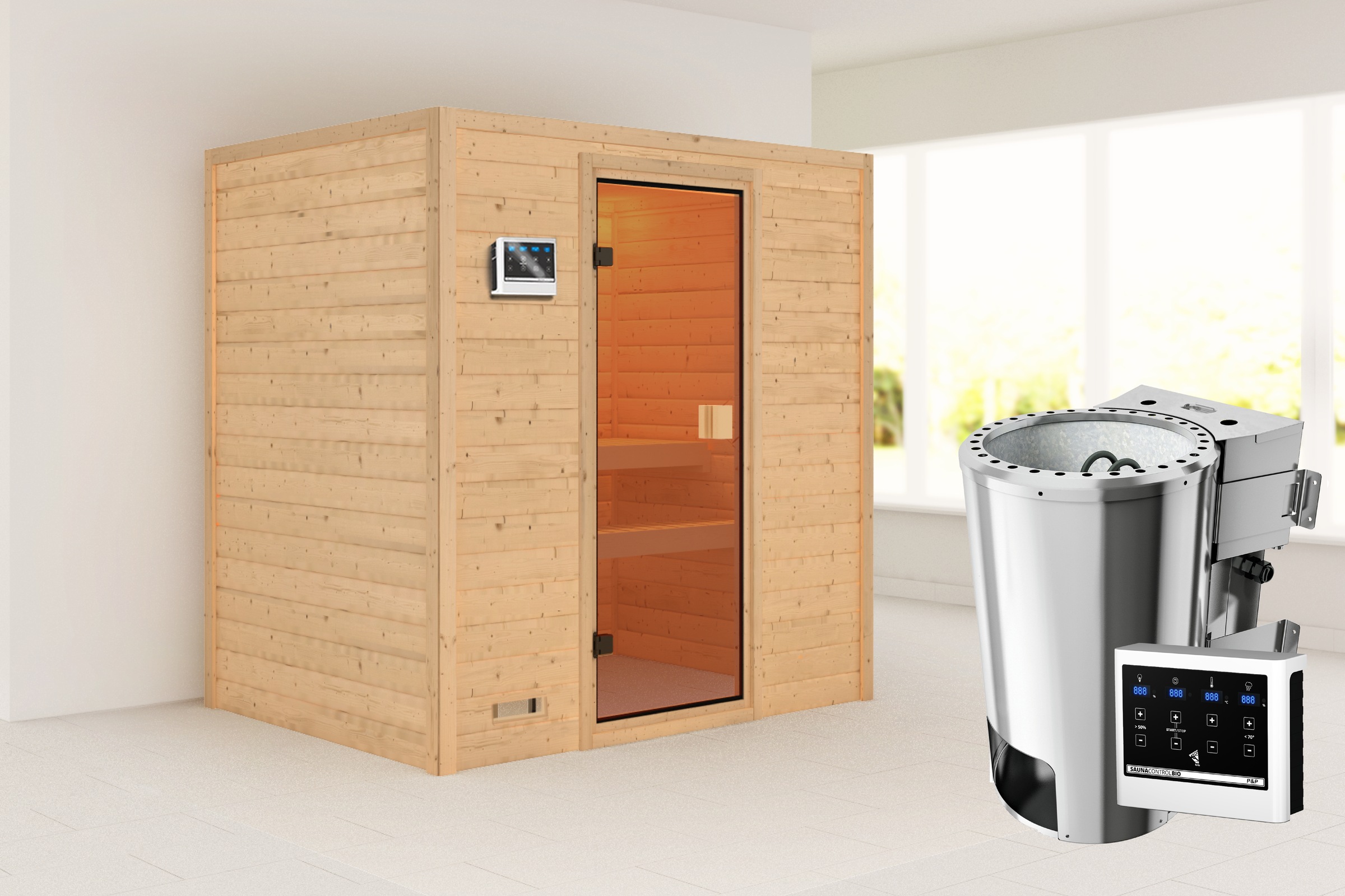 Karibu Sauna »"Sunie" mit bronzierter Tür, naturbelassen« aus hochwertiger günstig online kaufen