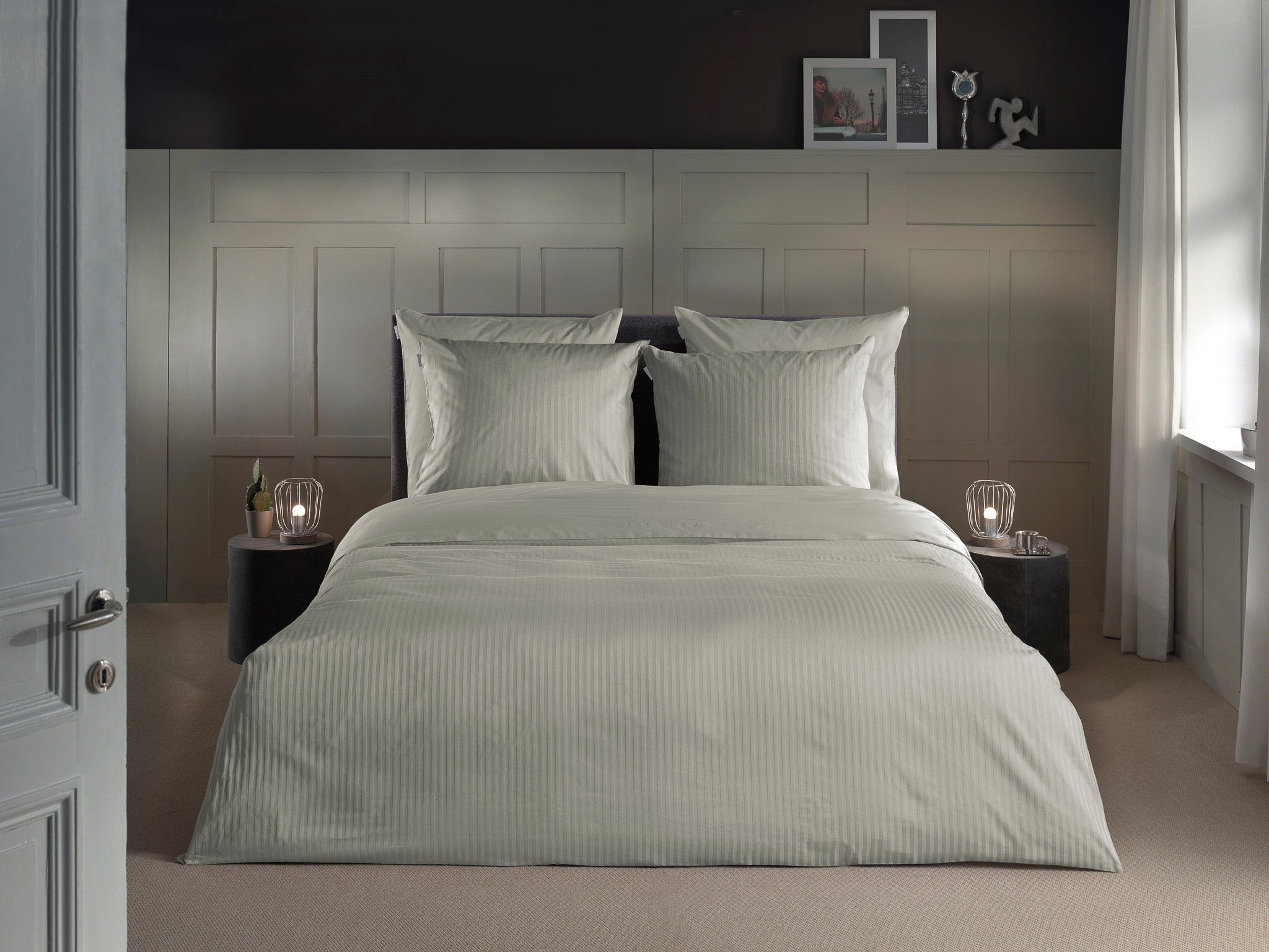 Heckett & Lane Bettwäsche »Banda« 2 tlg. hochwertiges Mako-Satin, Streifen günstig online kaufen