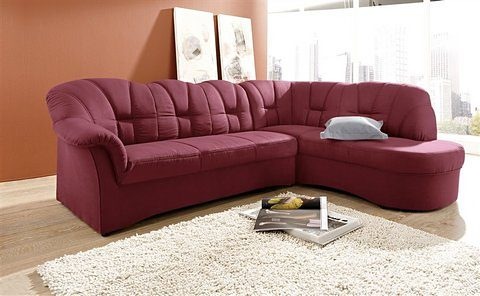 DOMO collection Ecksofa »Papenburg, zeitlose Rückensteppung, elegante Armle günstig online kaufen