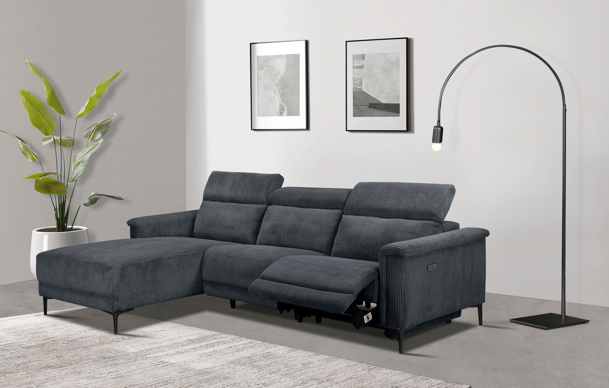 Home affaire Ecksofa "Lund in Cord, L-Form, 261 cm, manuelle und elektr. Re günstig online kaufen