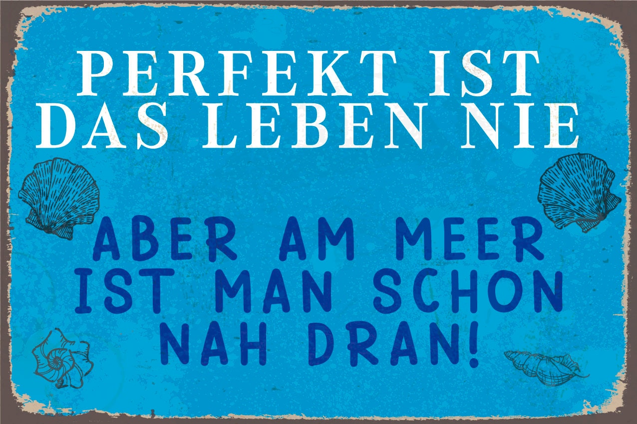 queence Metallbild »Perfekt«, Schriftzüge-Schriftzug-Küste, (1 St.), Stahlschilder