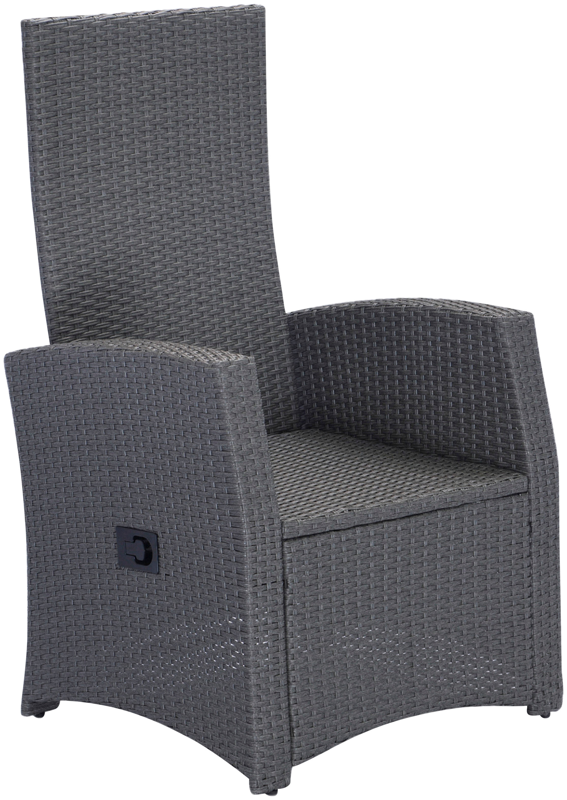 KONIFERA Gartenlounge-Set »Paris«, (Set, 9 tlg., 2x Sessel, 2x Hocker, 1x Tisch 50x50x51,5 cm, inkl. Schutzhülle), verstellbare Rückenlehne, Polyrattan, Aluminium, inkl. Auflagen
