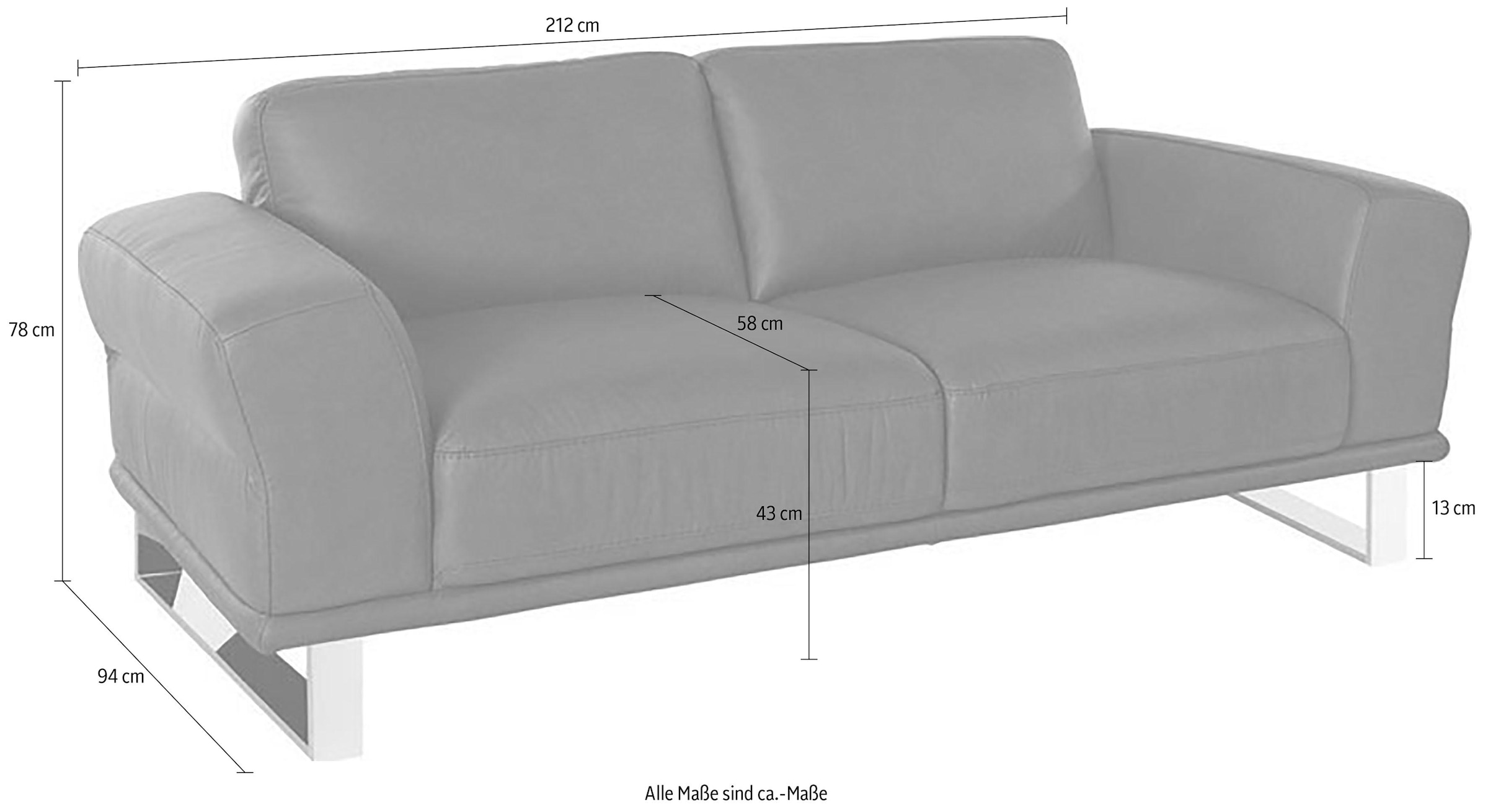 W.SCHILLIG 2,5-Sitzer »montanaa elegant und edel, bequem, Federkernunterfederung« mit Metallkufen in Chrom glänzend, Breite 212 cm