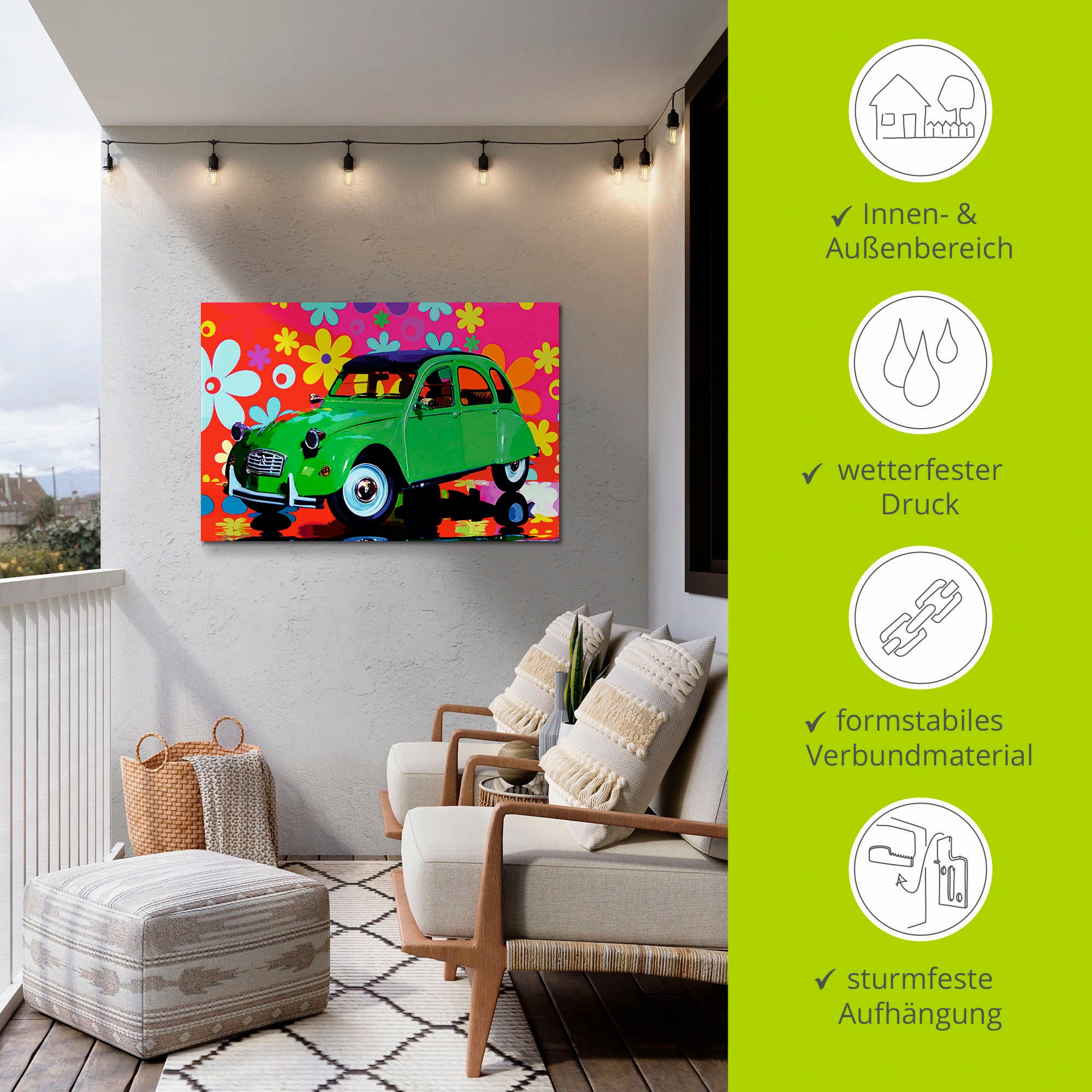 Artland Wandbild »CitroÃ«n 2CV grün«, Auto, (1 St.), als Alubild, Outdoorbild, Leinwandbild, Poster in verschied. Größen