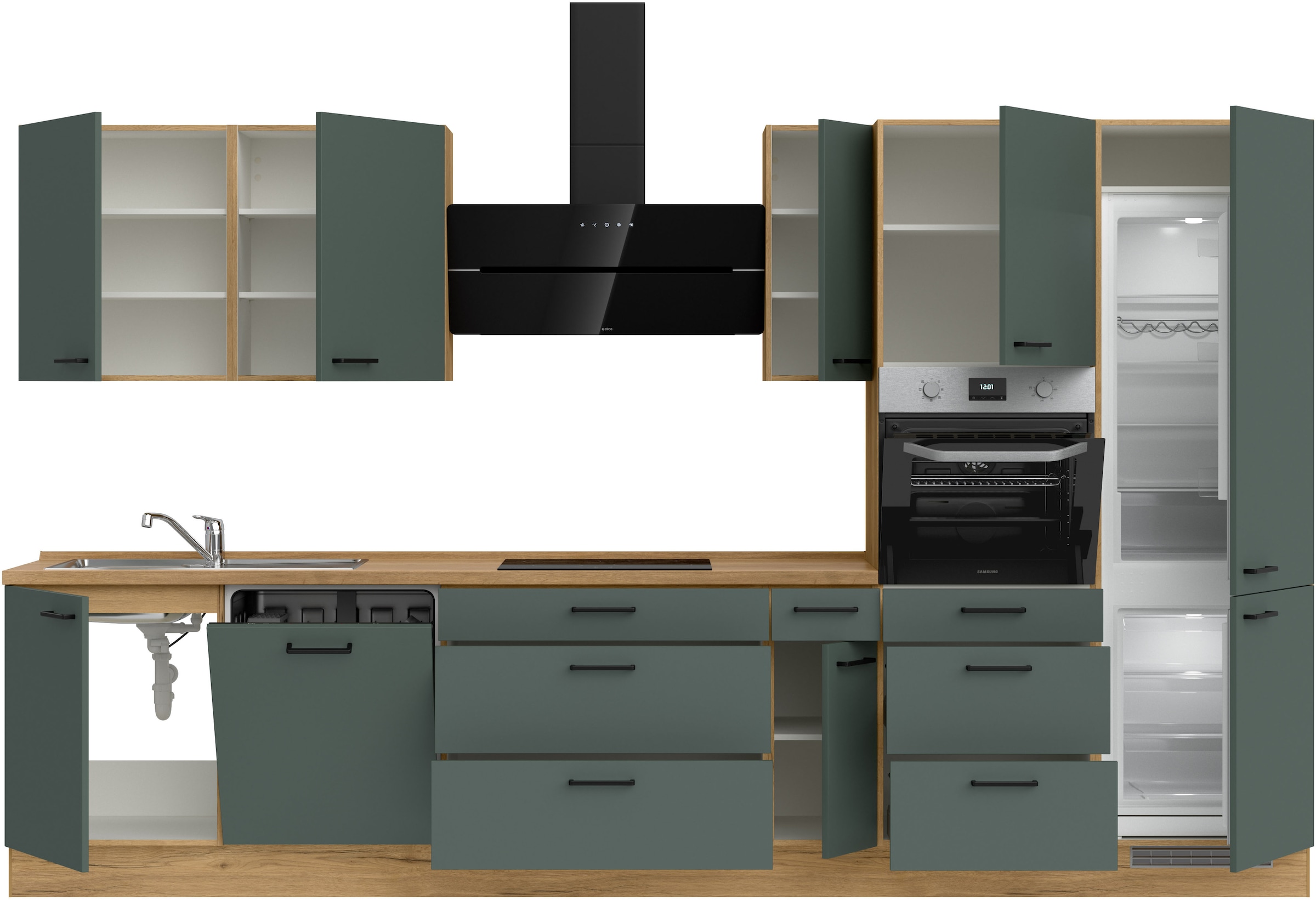 nobilia® Küchenzeile »"Easytouch II"«, vormontiert, Ausrichtung wählbar, Breite 360 cm, wahlw. mit E-Geräten