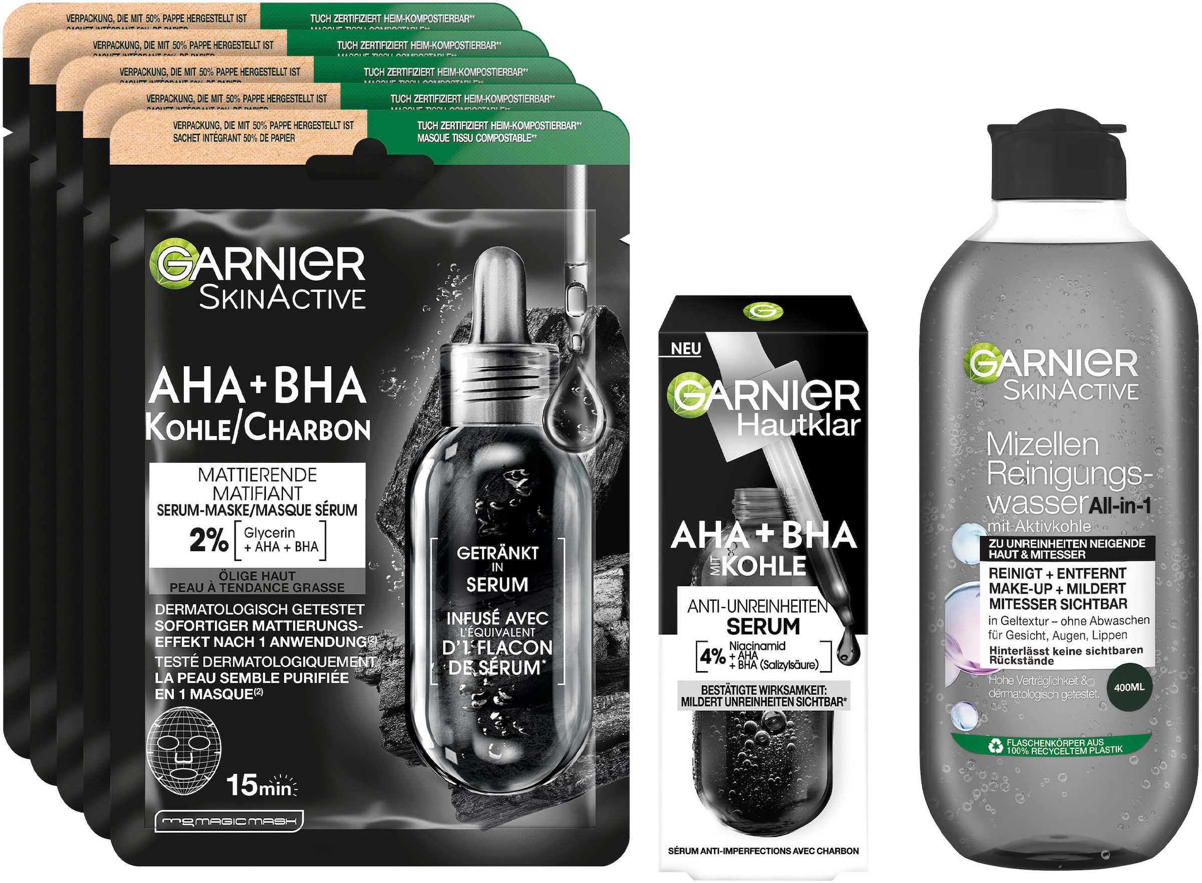 GARNIER Gesichtspflege-Set »Black Skin Routine Set«, (Set)