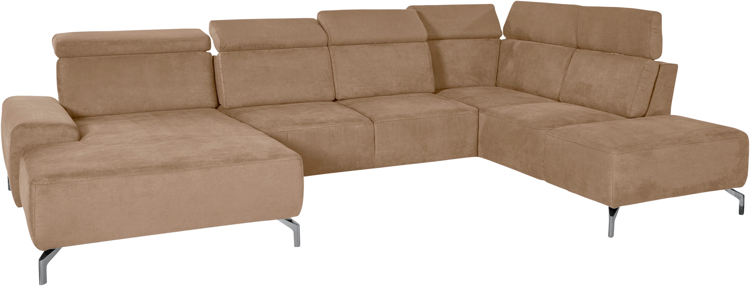 sit&more Wohnlandschaft »Gizeh U-Form«, 15 cm Fußhöhe, inklusive Sitztiefenverstellung und Kopfteilverstellung