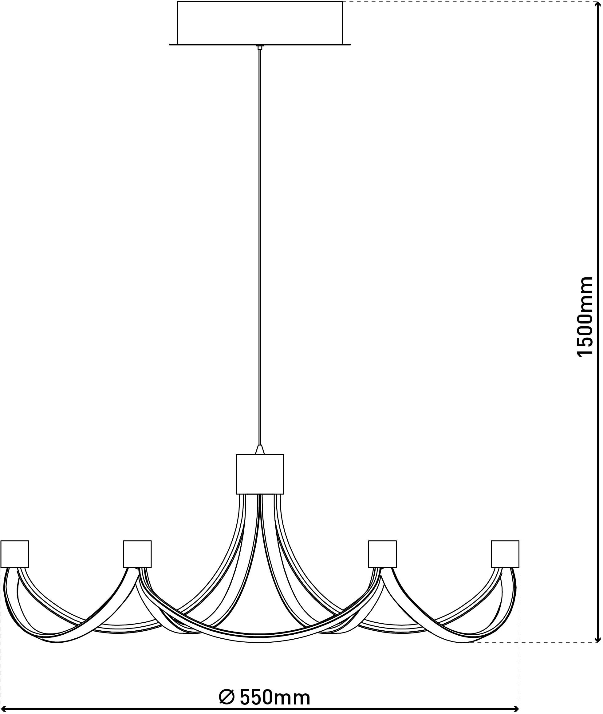 näve LED Pendelleuchte »Festos«, 1 flammig, Leuchtmittel LED-Modul | LED fest integriert, Kronleuchter, stufenweise dimmbar, satiniertes Metall, H: 150cm