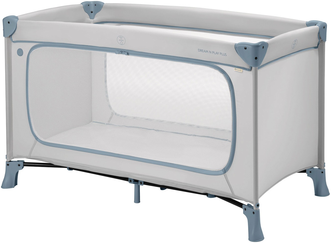 Hauck Baby-Reisebett »Dream N Play Plus, Dusty Blue«, Vorderausstieg
