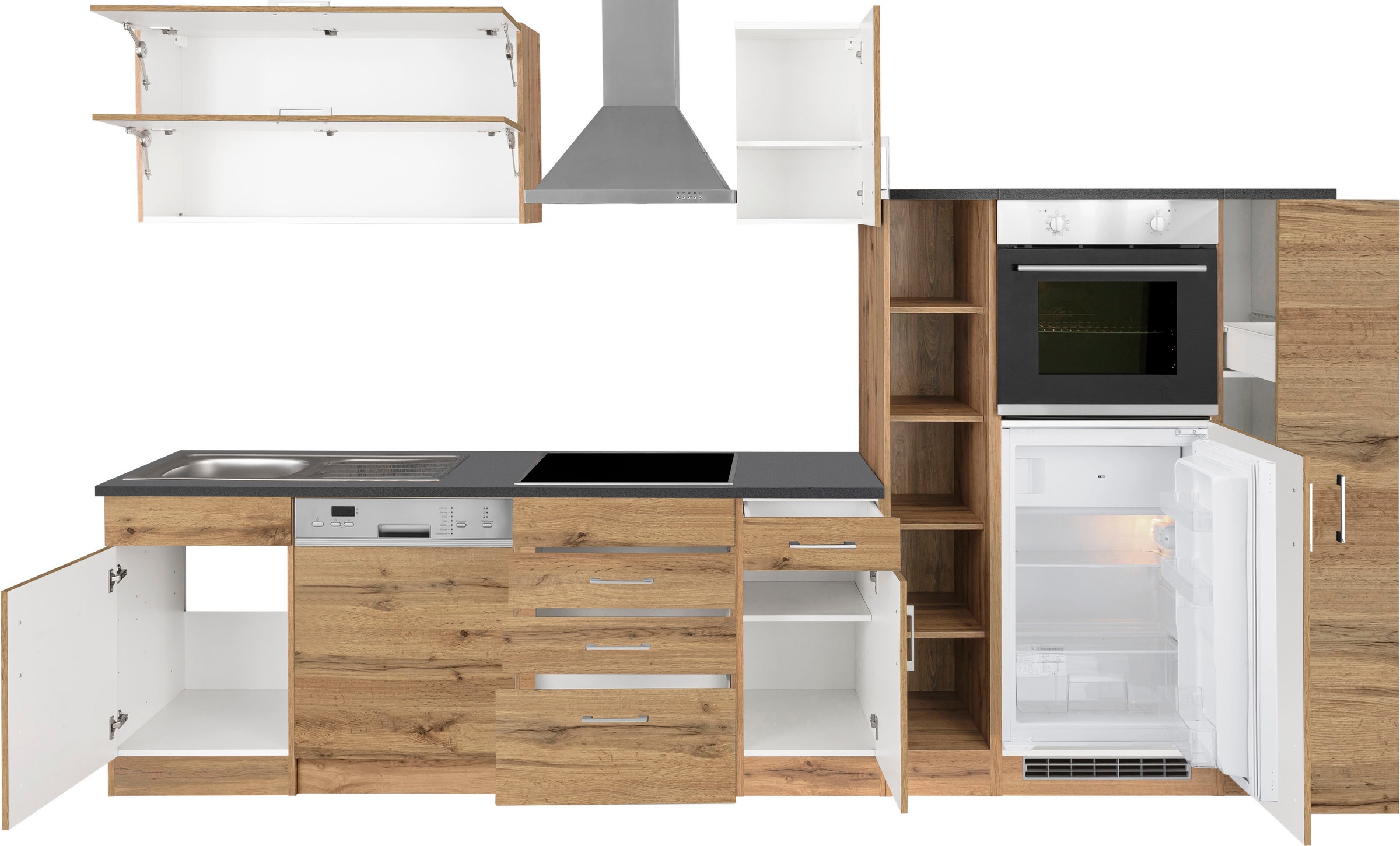 KOCHSTATION Küchenzeile »KS-Colmar«, mit E-Geräten, Breite 330 cm