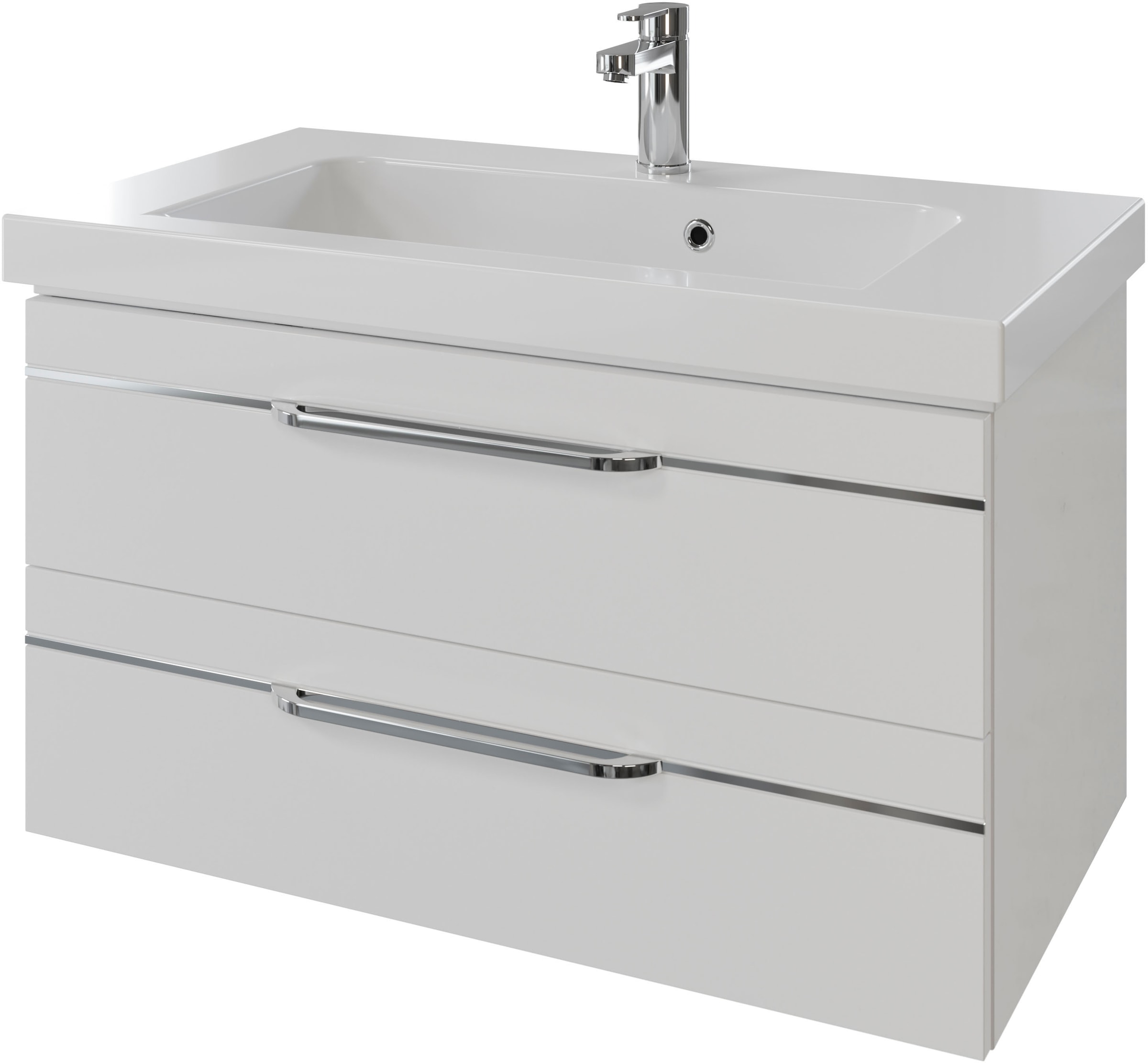 Saphir Waschtisch »Serie Balto Mineralmarmor-Waschtisch mit Unterschrank, 92 cm breit«, Waschplatz mit 2 Schubladen, Badschrank in verschiedenen Ausführungen