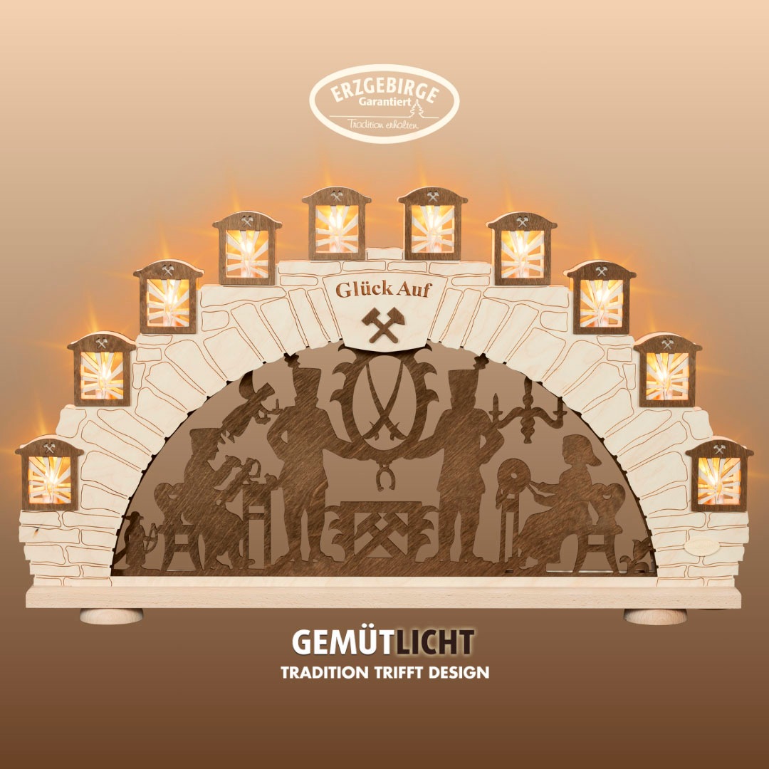 Weigla LED Schwibbogen »Erzgebirge, Bergmann, Holz Lichterbogen, NATUR-BRAU günstig online kaufen