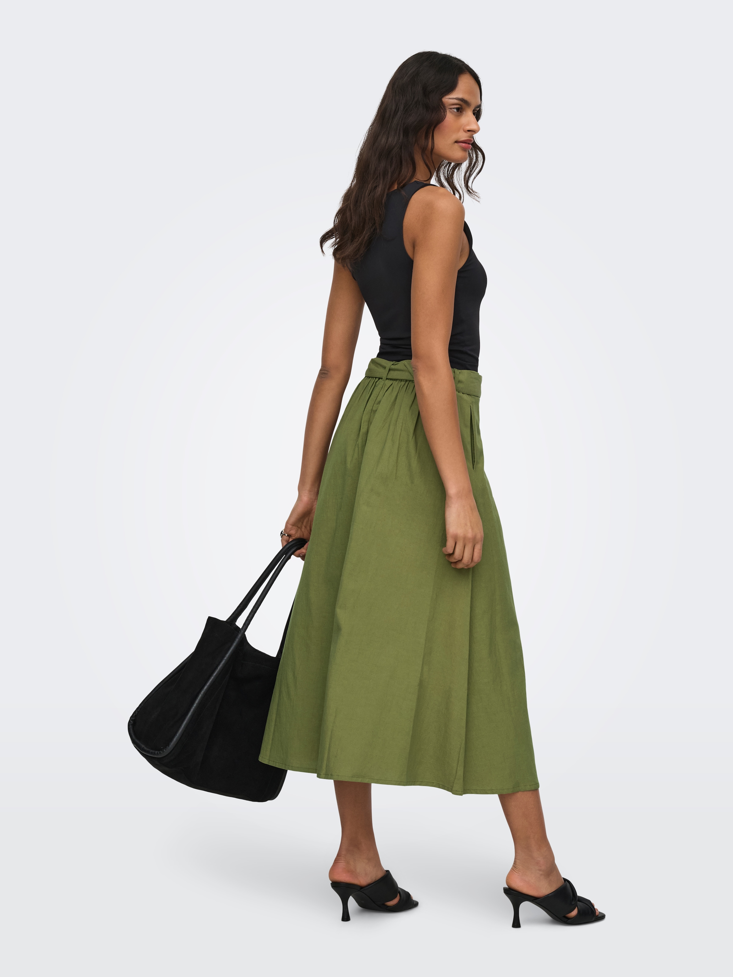 JDY Maxirock »JDYMILAN LINEN HW BELTED SKIRT WVN DIA« Sommerrock mit Leinen