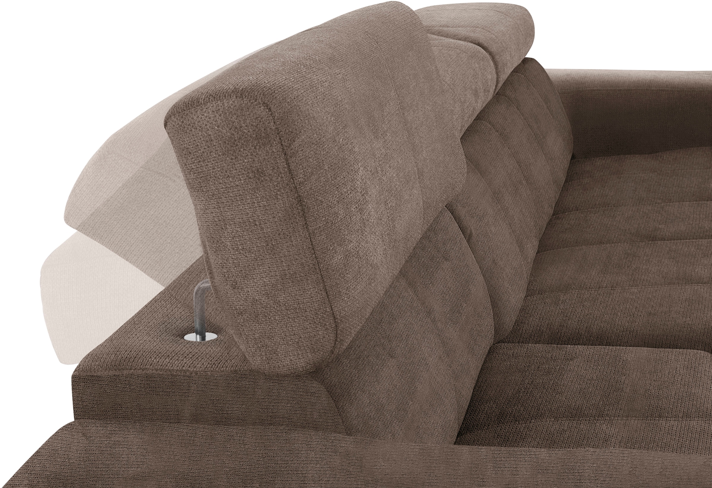 DOMO collection Ecksofa »Brandon große Ausführung B/T/H: 289/177/80 cm, auch in Leder und Cord«, mit Kopfteilverstellung, wahlweise Sitztiefenverstellung, L-Form