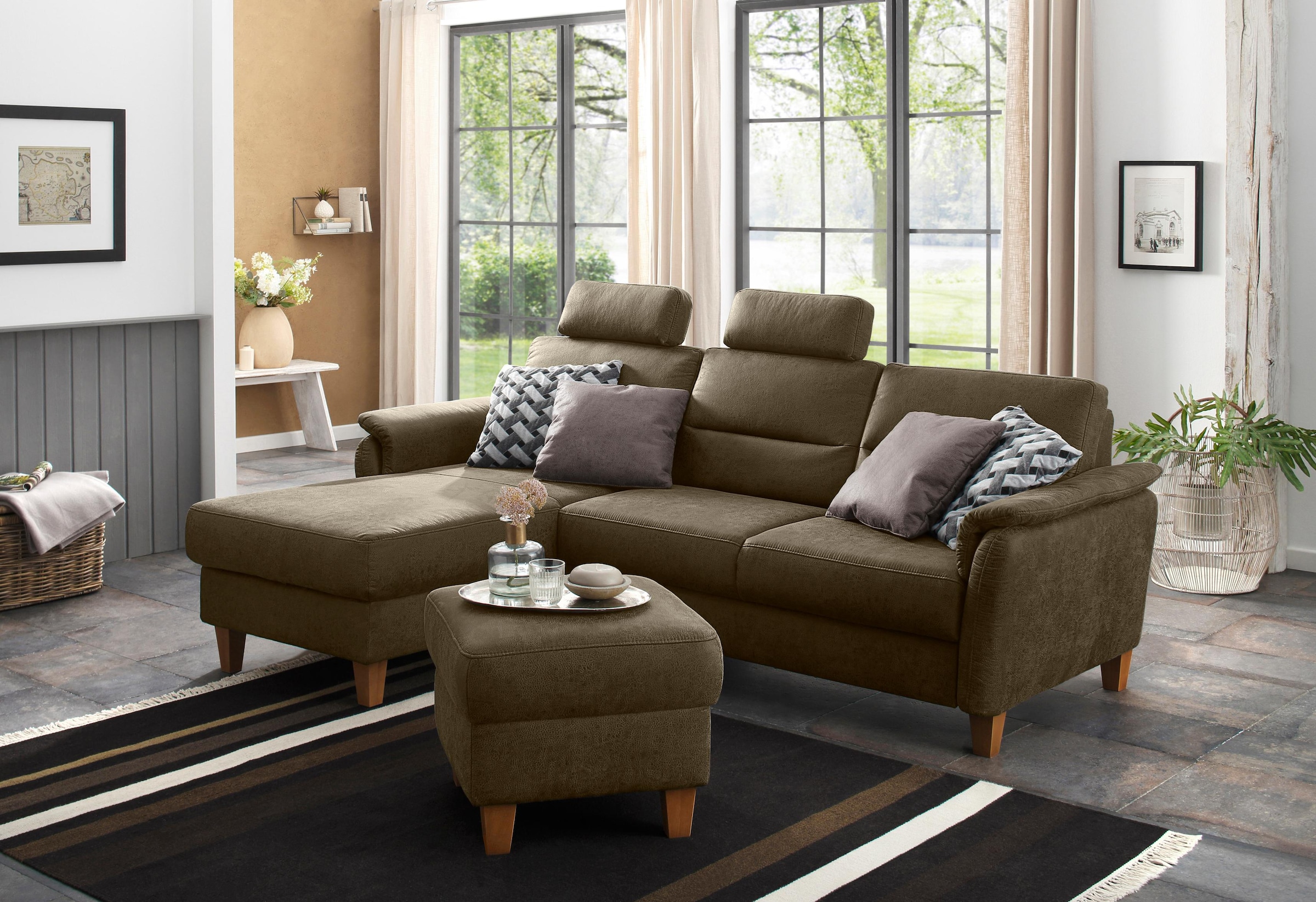 Home affaire Ecksofa »Palmera L-Form, B: 244 cm« optional Bettfunktion & Be günstig online kaufen