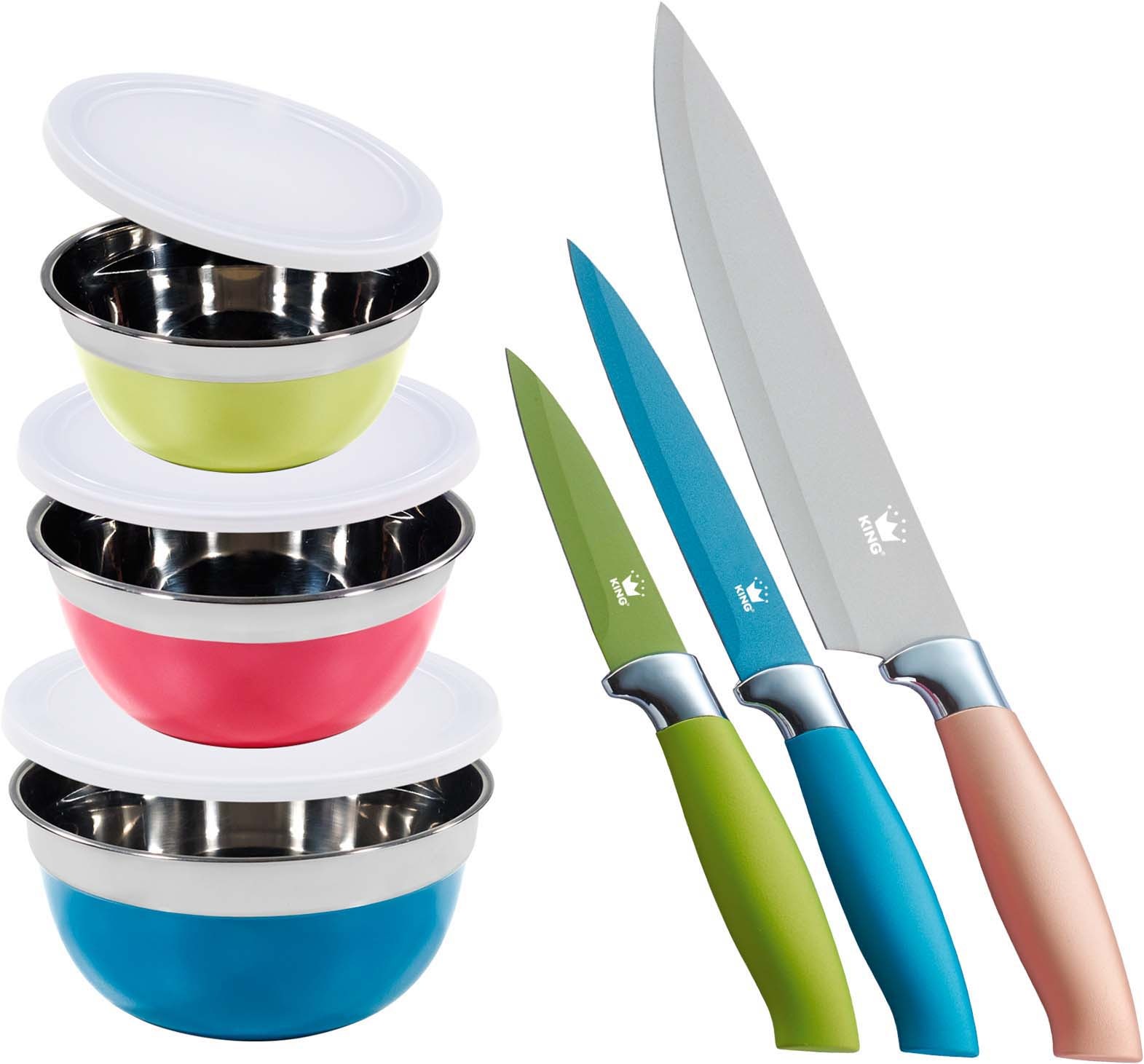 KING Messer-Set »AROMI Metallic« inklusive 3tlg. Schüssel-Set günstig online kaufen