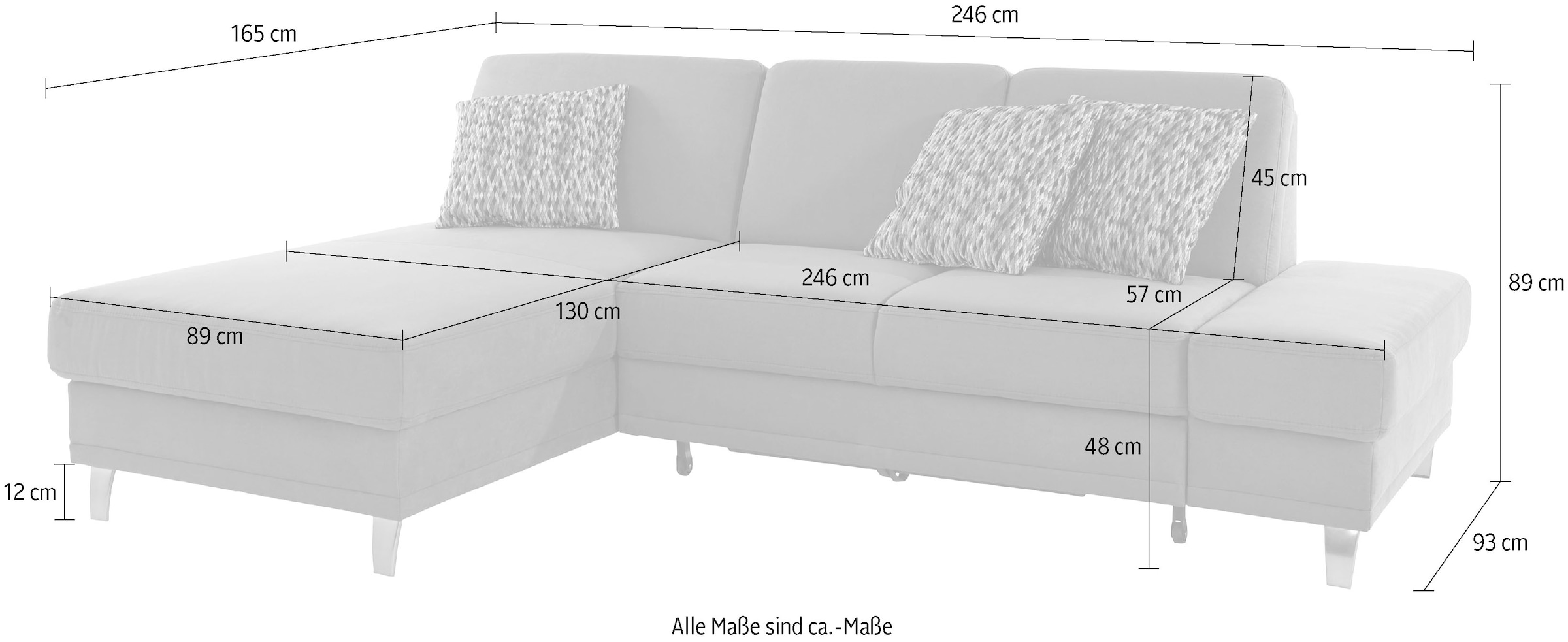 sit&more Ecksofa »Clio L-Form«, wahlweise mit Bettfunktion oder Vorziehsitz und Bettkasten, Federkern