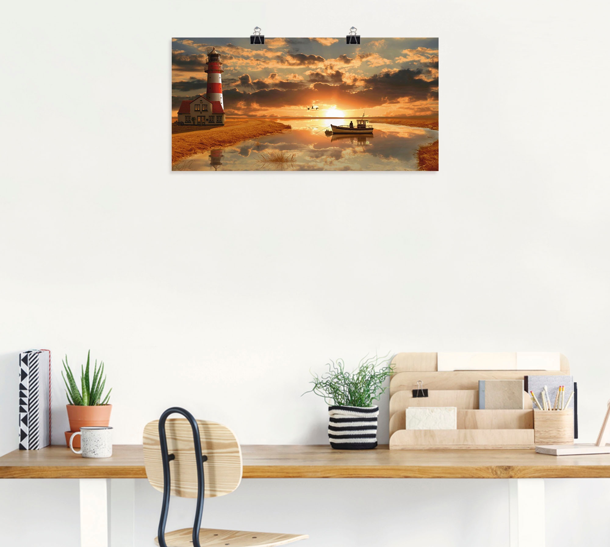Artland Wandbild »Maritime Idylle beim Leuchtturm«, Gebäude, (1 St.), als Leinwandbild, Poster, Wandaufkleber in verschied. Größen