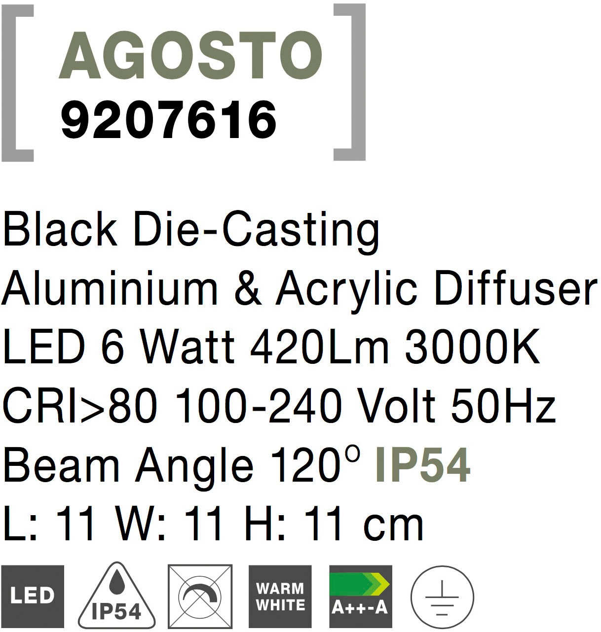 Nova Luce Außen-Wandleuchte »AGOSTO« LED-Modul 1 Stk. Warmweiß