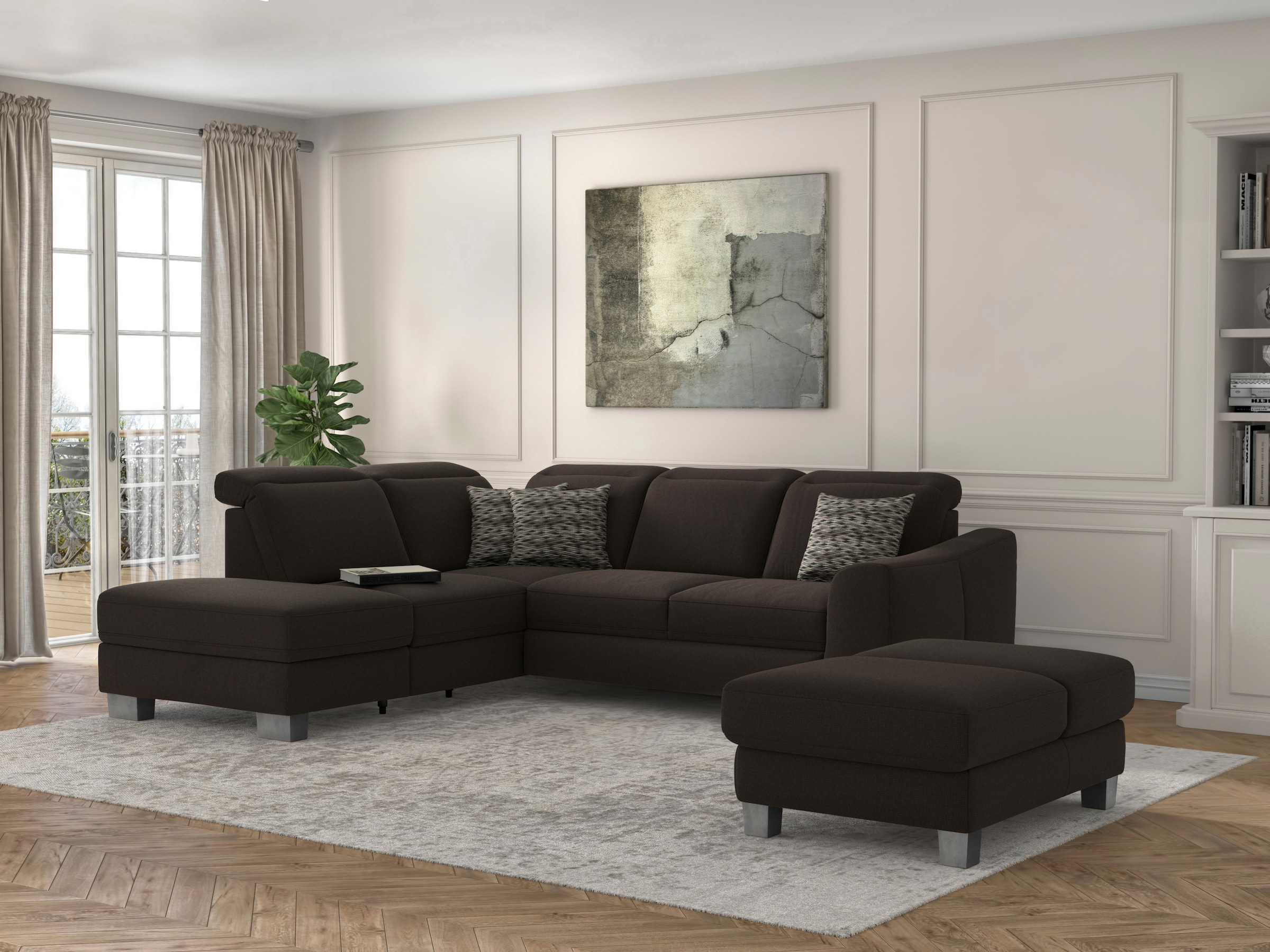 sit&more Polsterhocker »Dundee« mit Klappfunktion, Federkern und hochwertigen Edelstahlfüßen