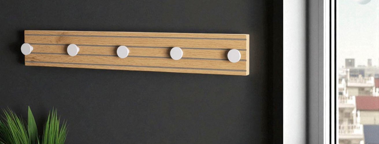 HAKU Wandgarderobe »Flurgarderobe, Garderobe, Garderobenhaken, Garderobenleiste,« 1 Stk. tlg. rechteckig - aus MDF Braun - B/T/H 60/4/9 cm