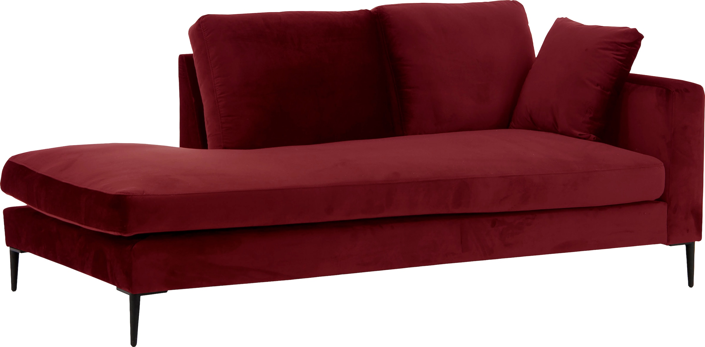 Leonique Recamiere »Cozy Chaiselongue, Maße B/T/H: 195/97/80 cm«, mit losen Kissen und Metallbeinen, Armlehne links oder rechts wählbar