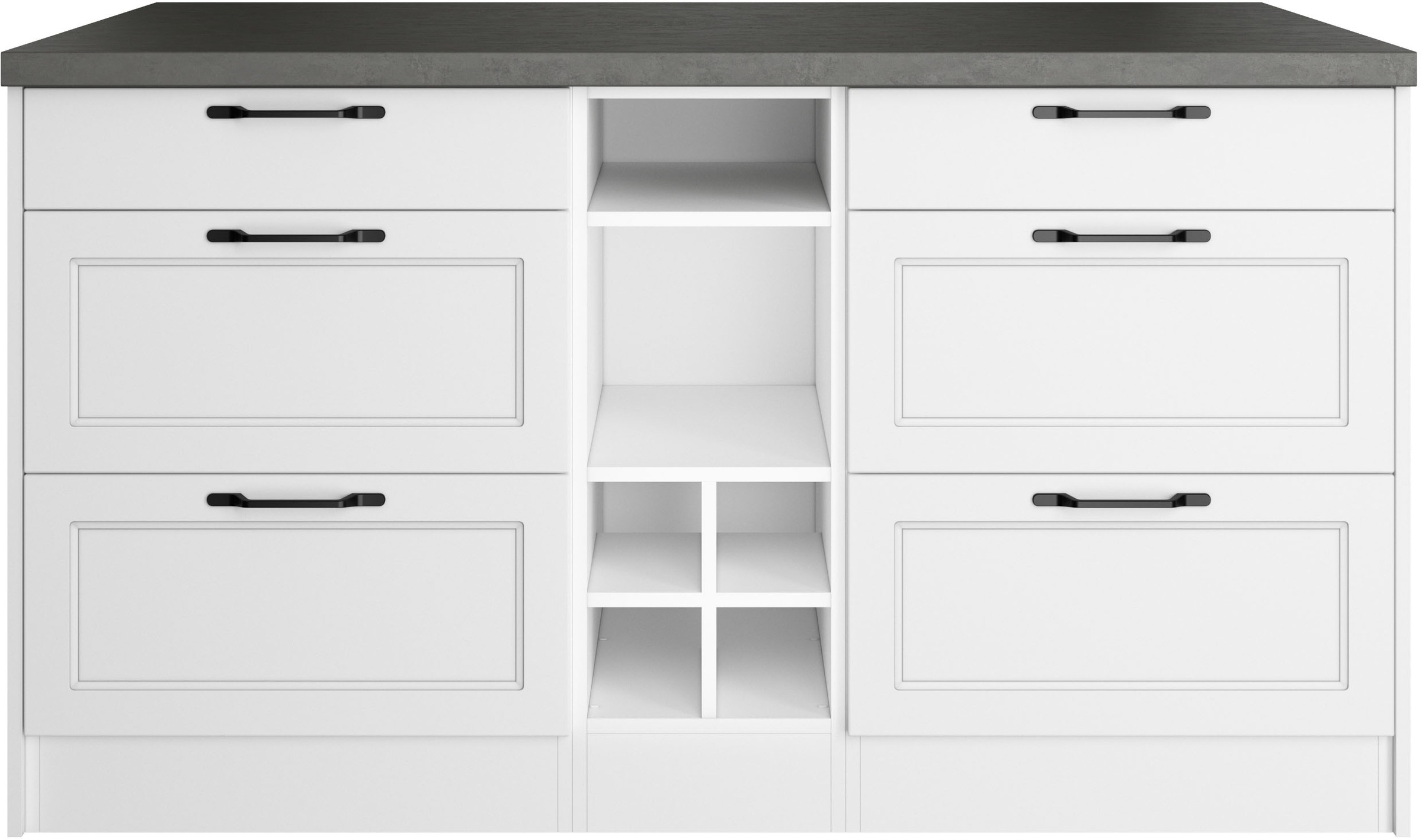 KOCHSTATION Kücheninsel »KS-Lani, Breite 153 cm, mit Flaschenregal«, MDF-Fronten, Arbeitsplatte 38mm stark